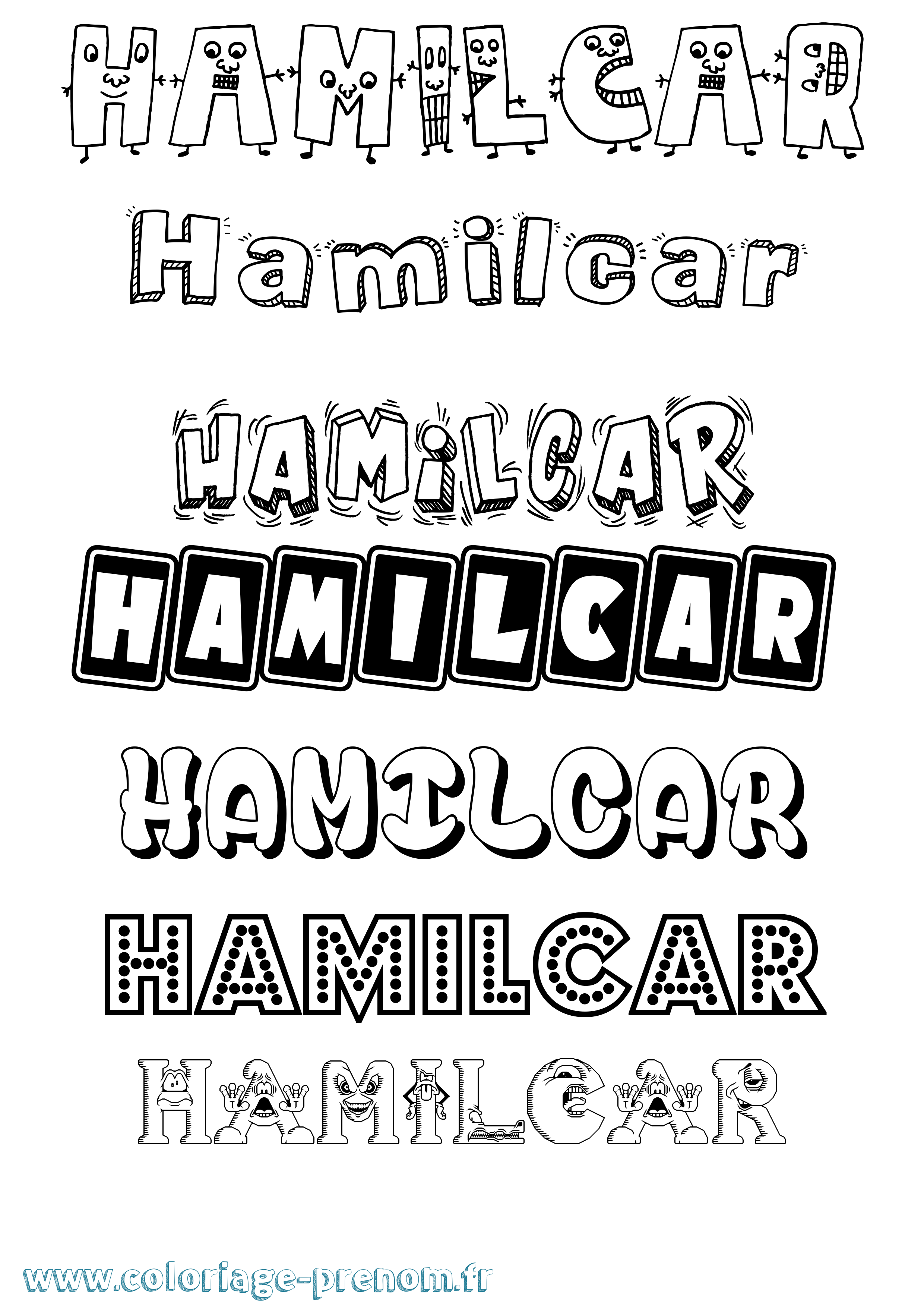 Coloriage prénom Hamilcar Fun