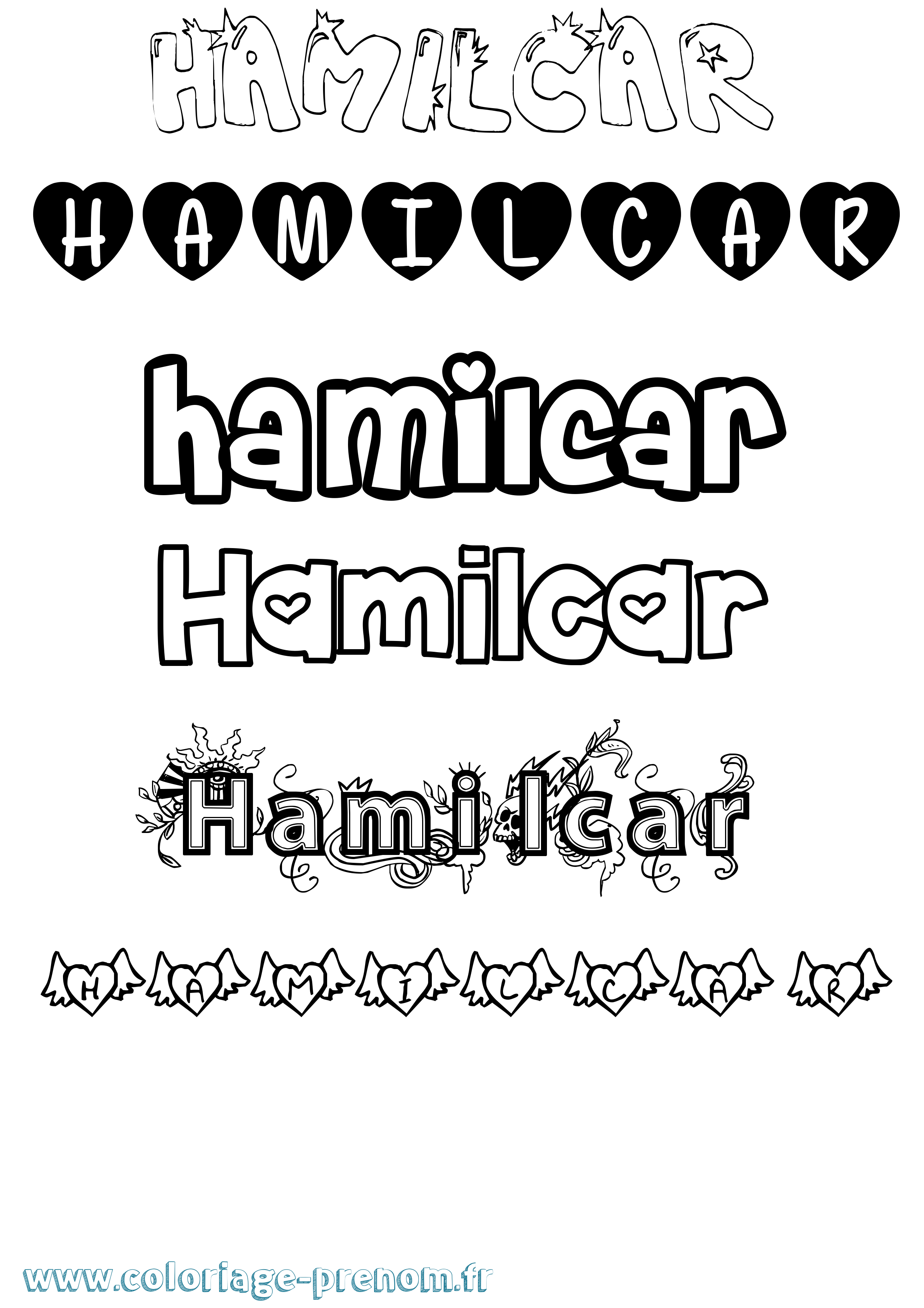 Coloriage Hamilcar Girly Coloriage prénom Hamilcar Girly
