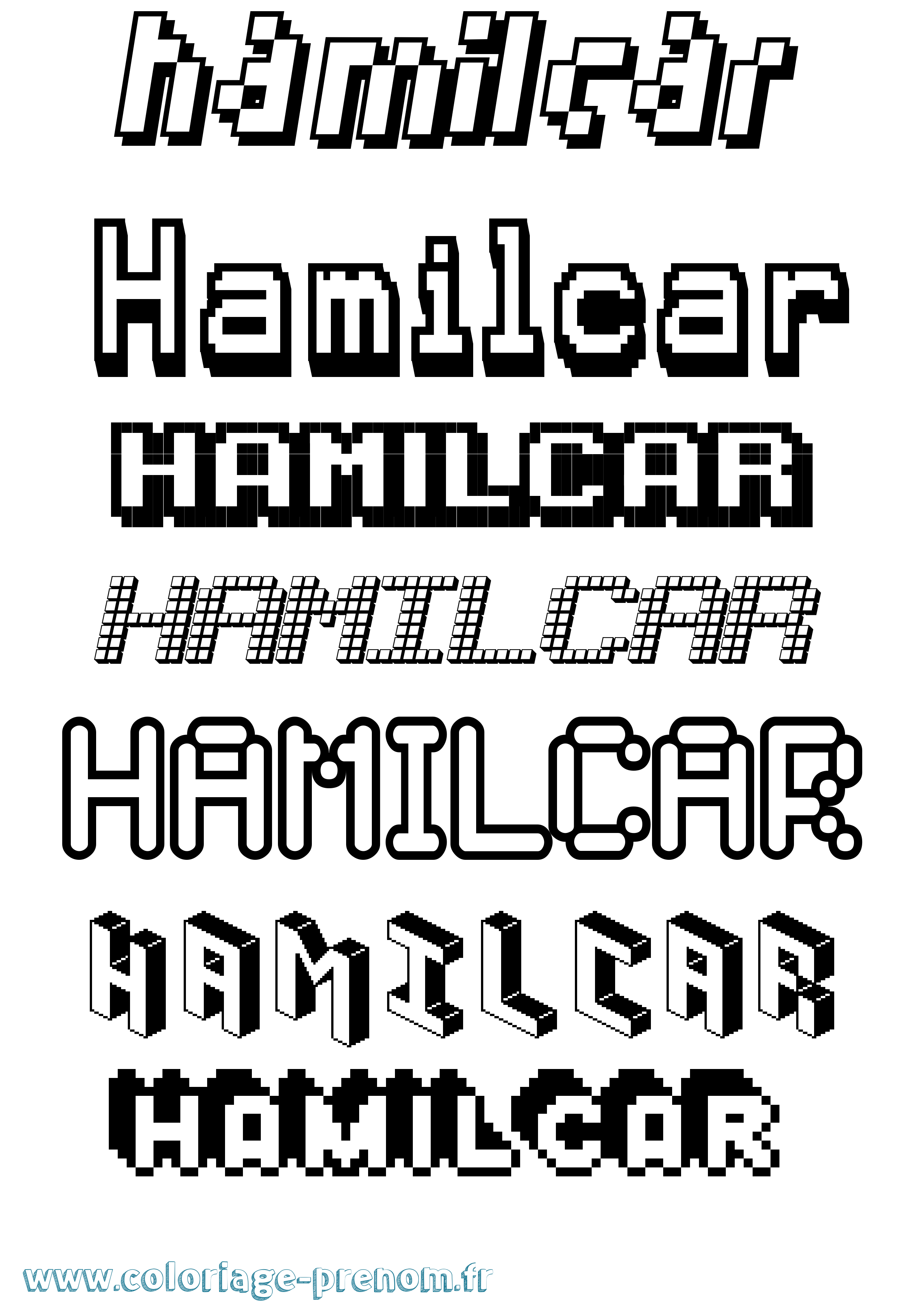 Coloriage prénom Hamilcar Pixel