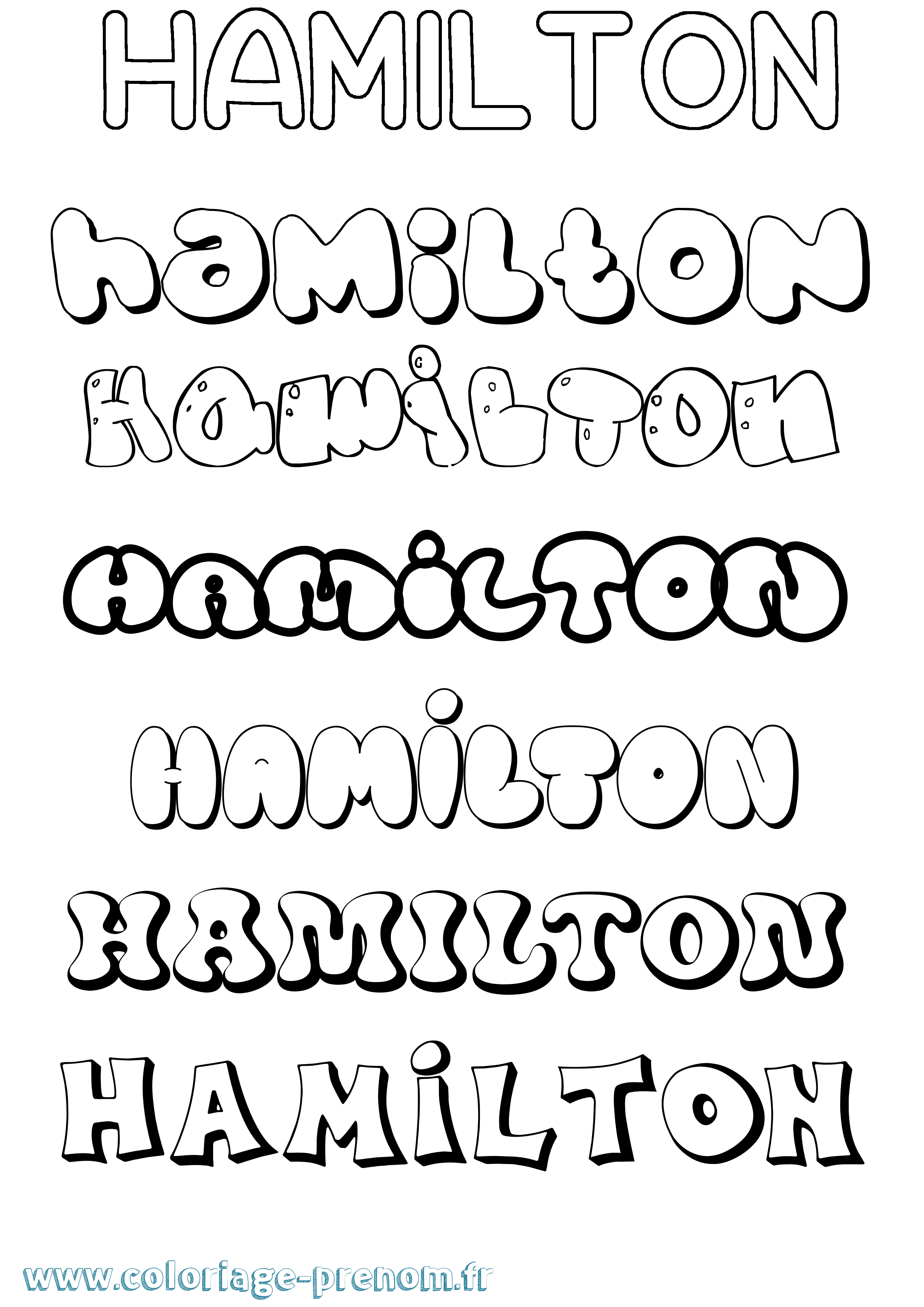 Coloriage prénom Hamilton Bubble