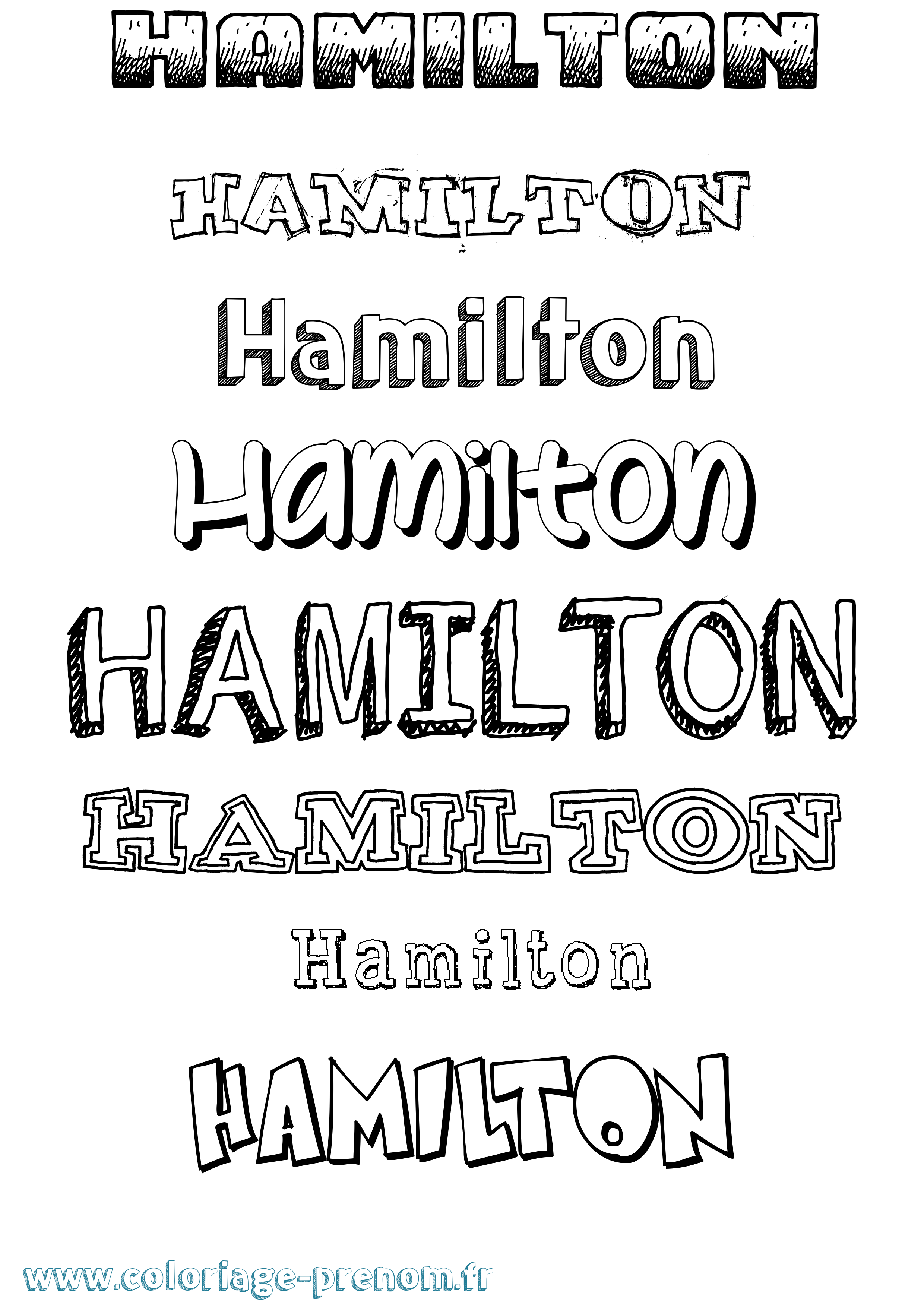 Coloriage prénom Hamilton Dessiné