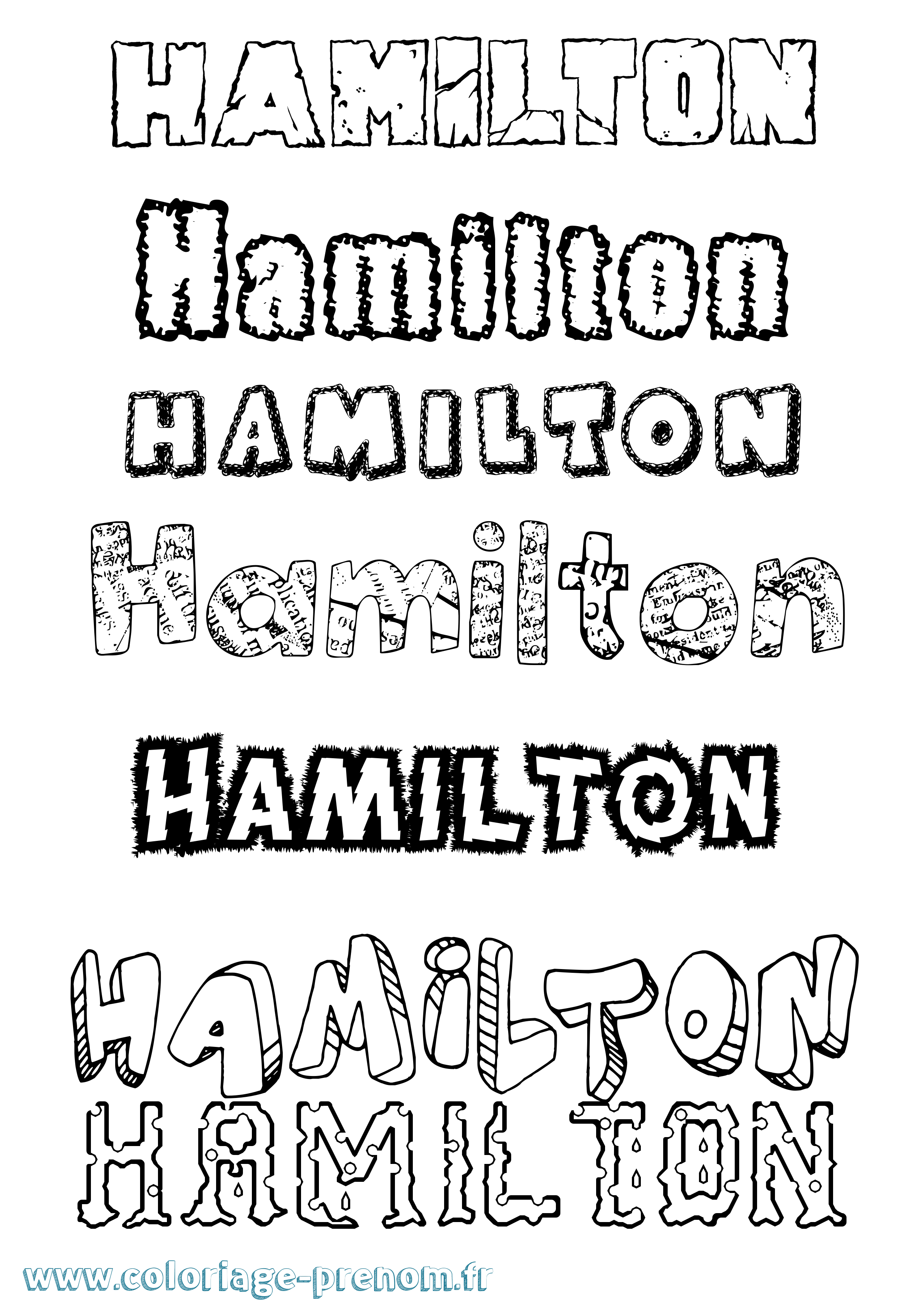 Coloriage prénom Hamilton Destructuré