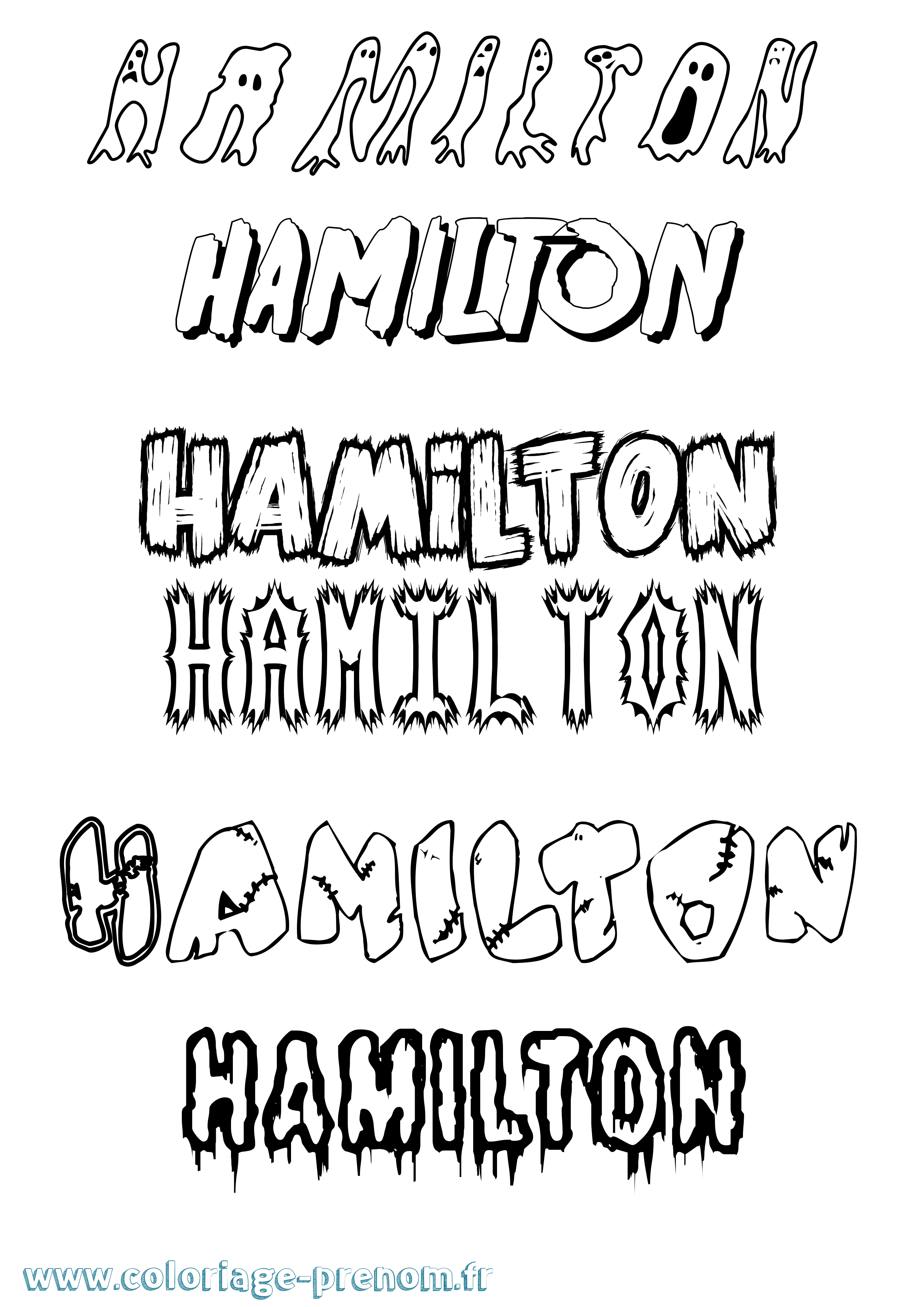 Coloriage prénom Hamilton Frisson