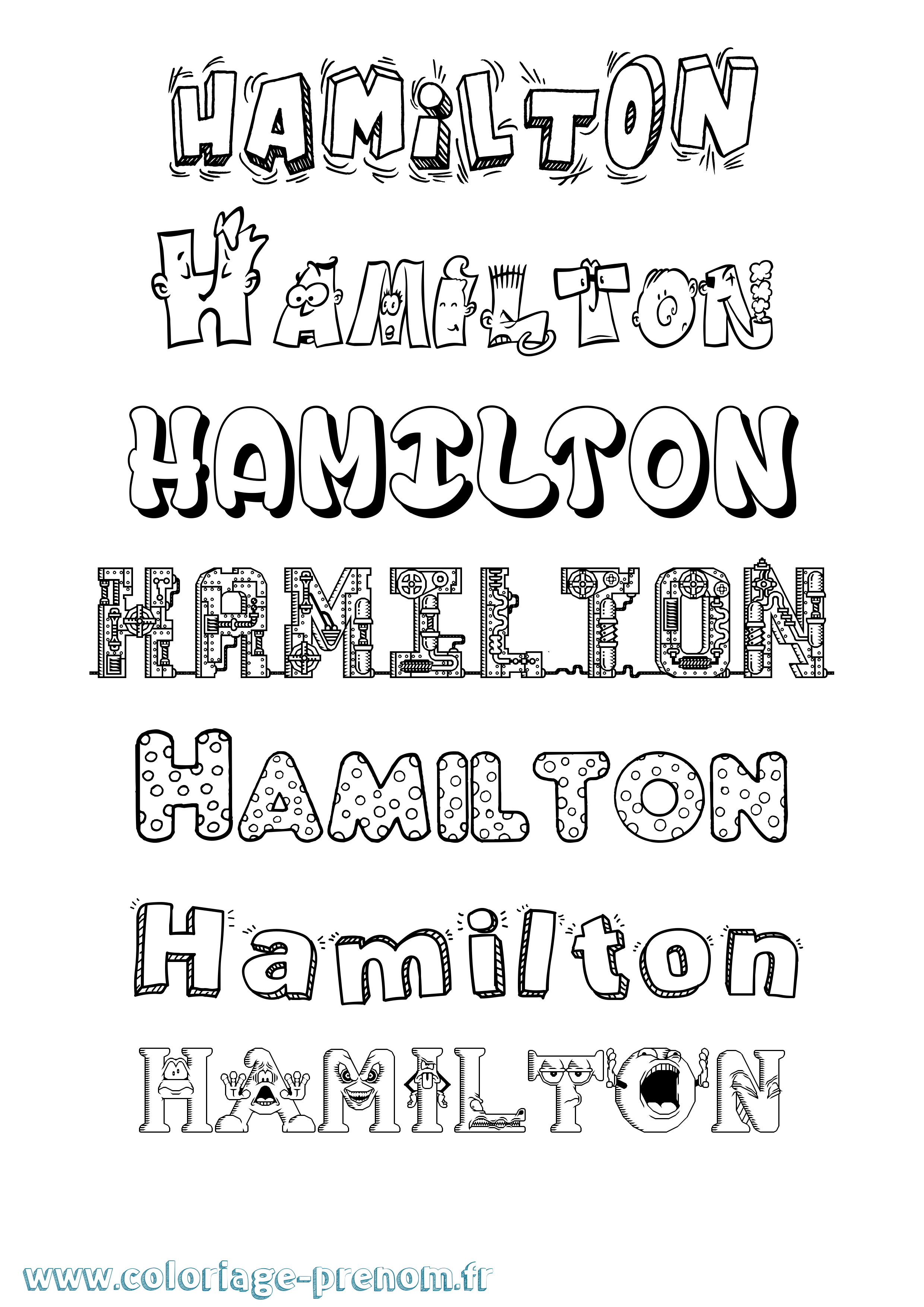 Coloriage prénom Hamilton Fun