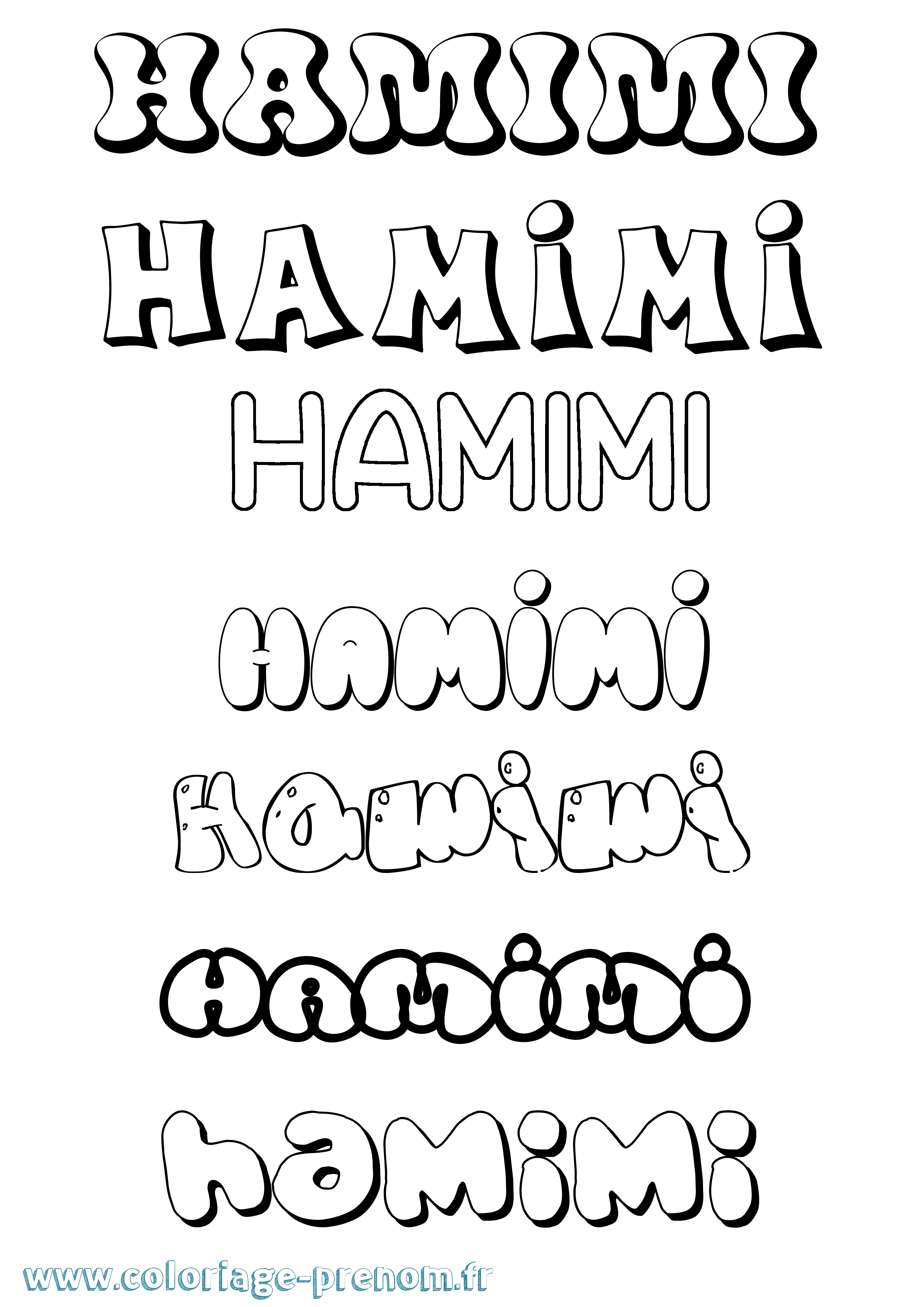 Coloriage Hamimi Bubble Coloriage prénom Hamimi Bubble