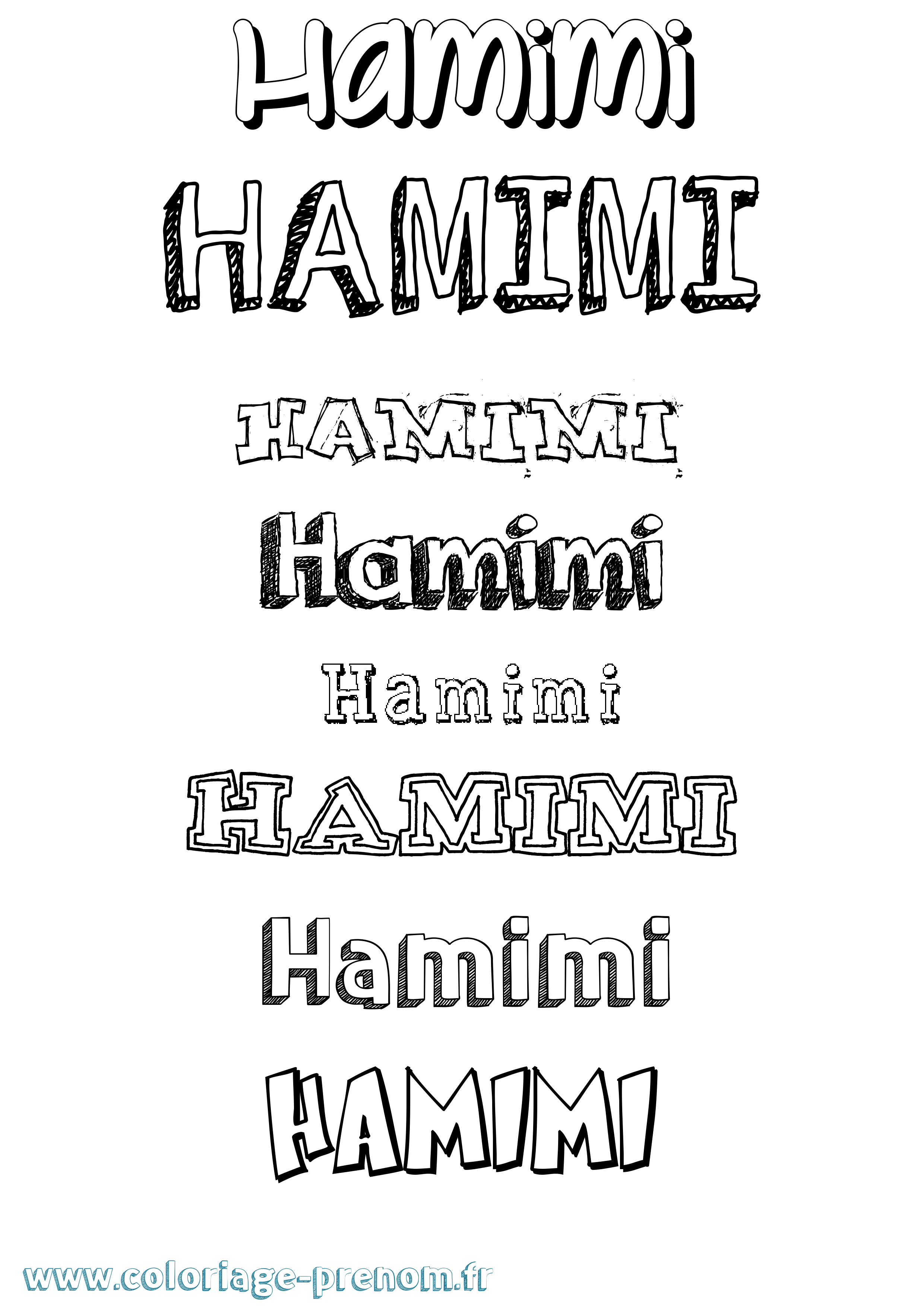 Coloriage Hamimi Dessiné Coloriage prénom Hamimi Dessiné
