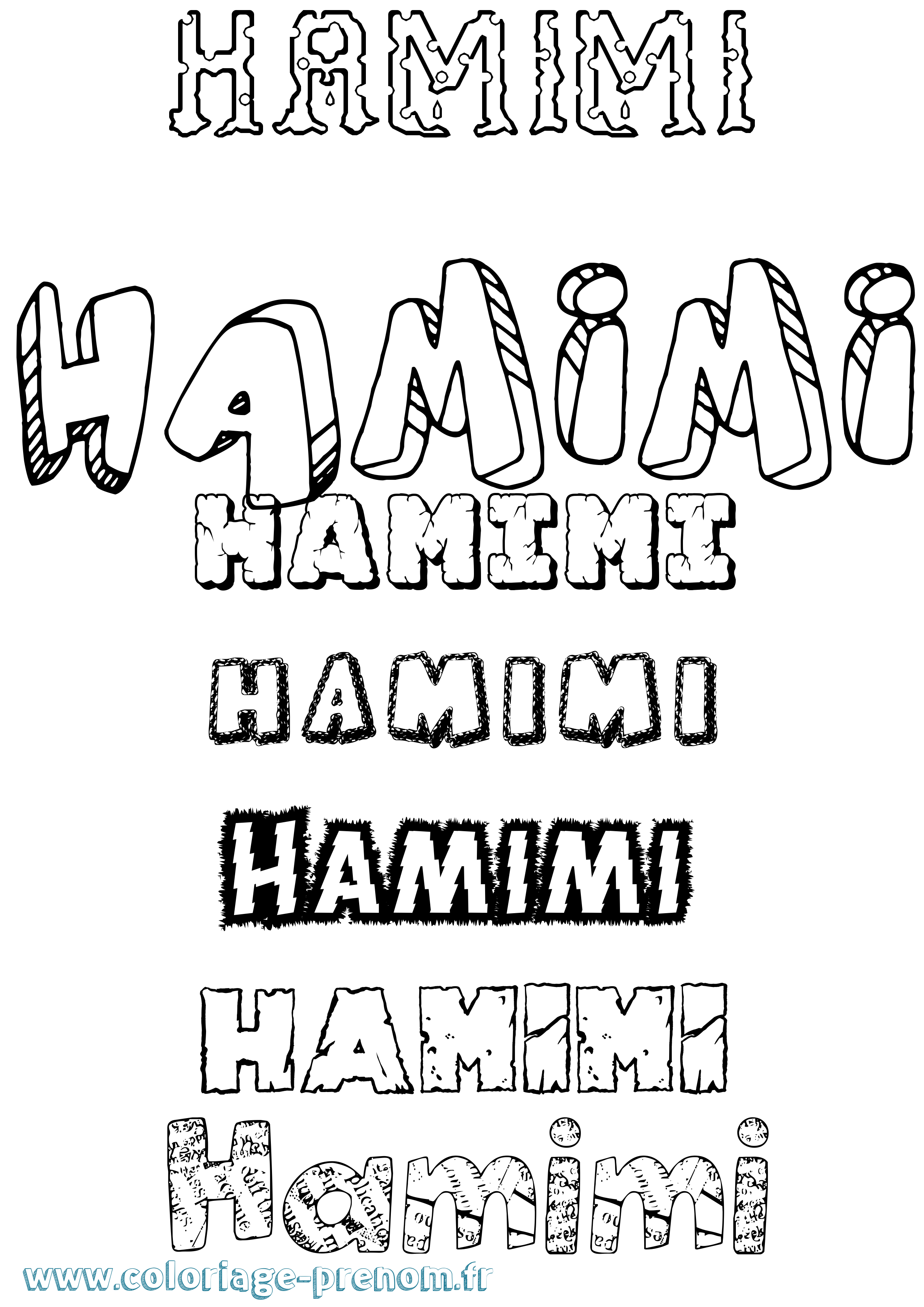 Coloriage Hamimi Destructuré Coloriage prénom Hamimi Destructuré