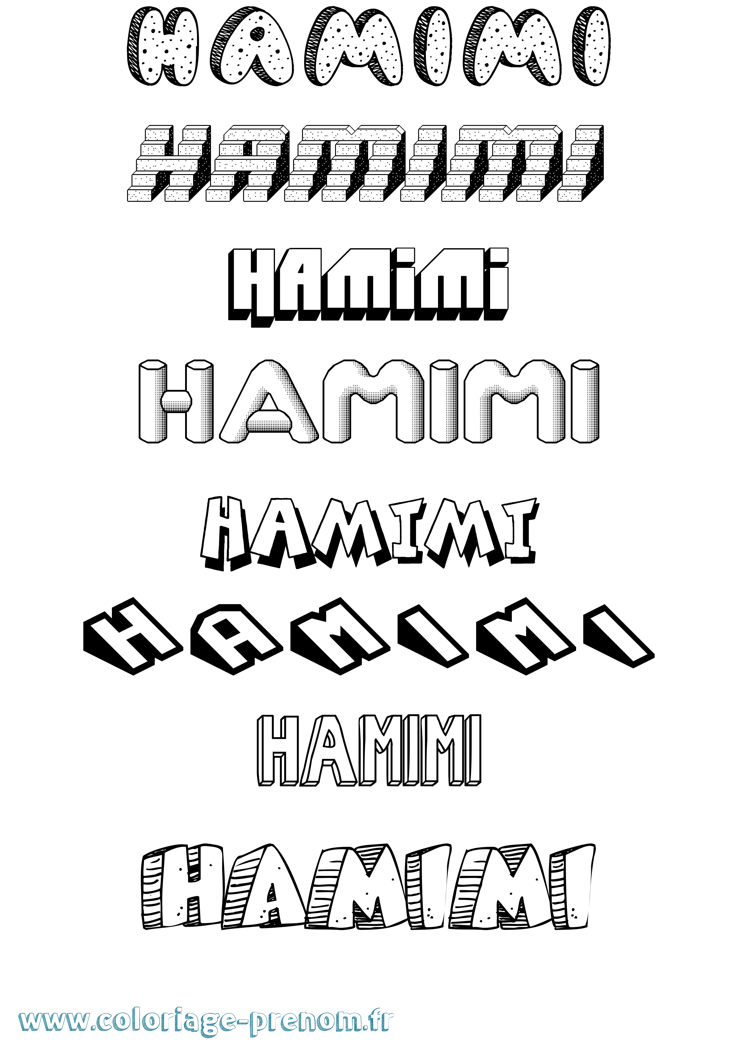 Coloriage Hamimi Effet 3D Coloriage prénom Hamimi Effet 3D