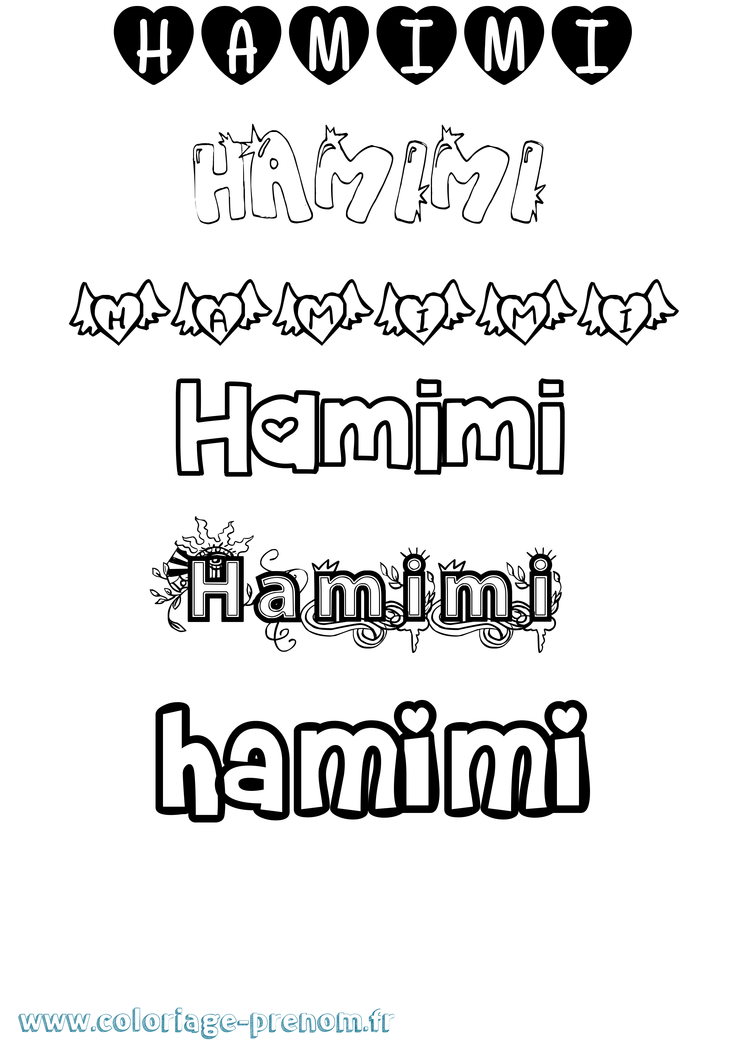 Coloriage Hamimi Girly Coloriage prénom Hamimi Girly