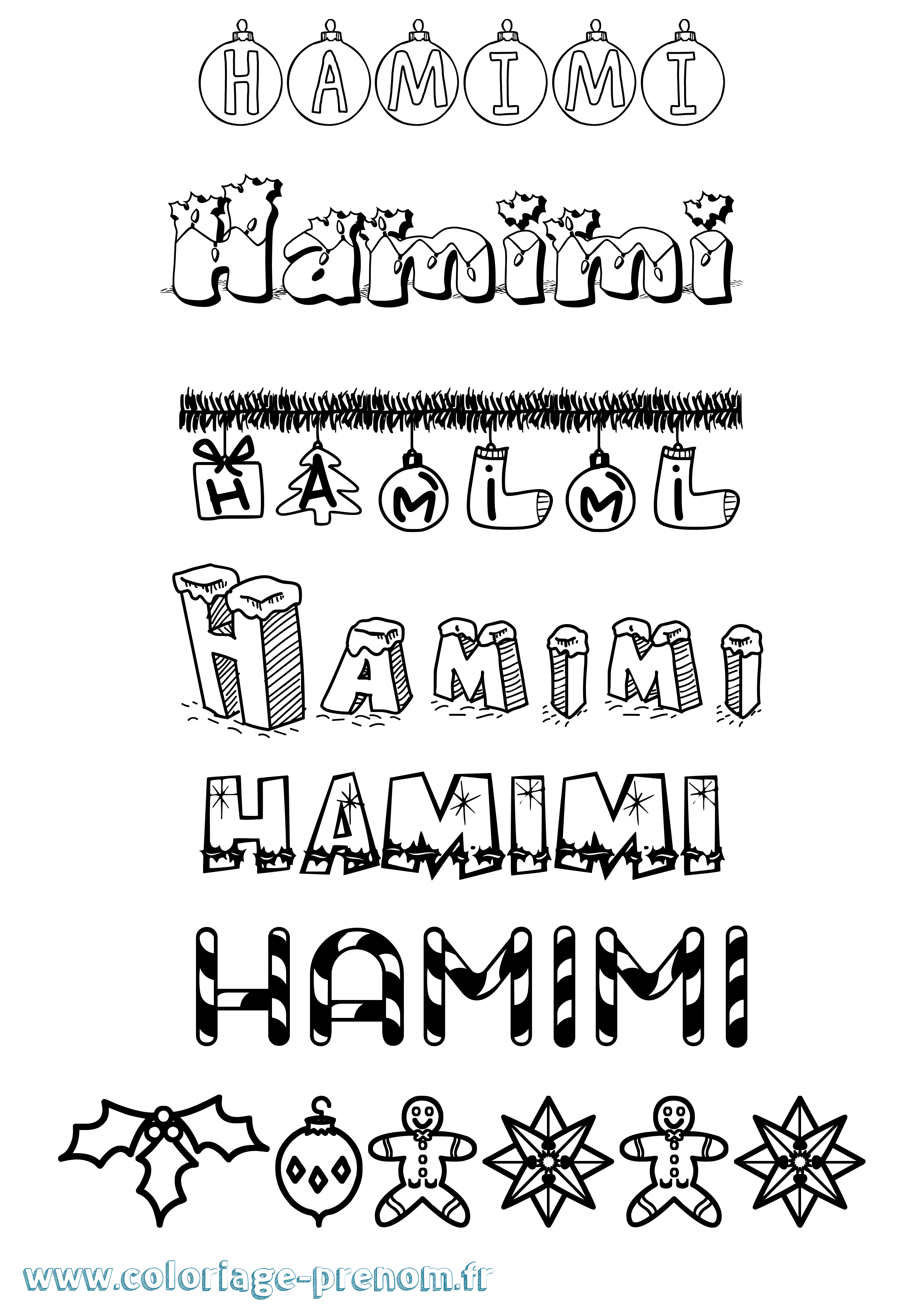 Coloriage Hamimi Noël Coloriage prénom Hamimi Noël
