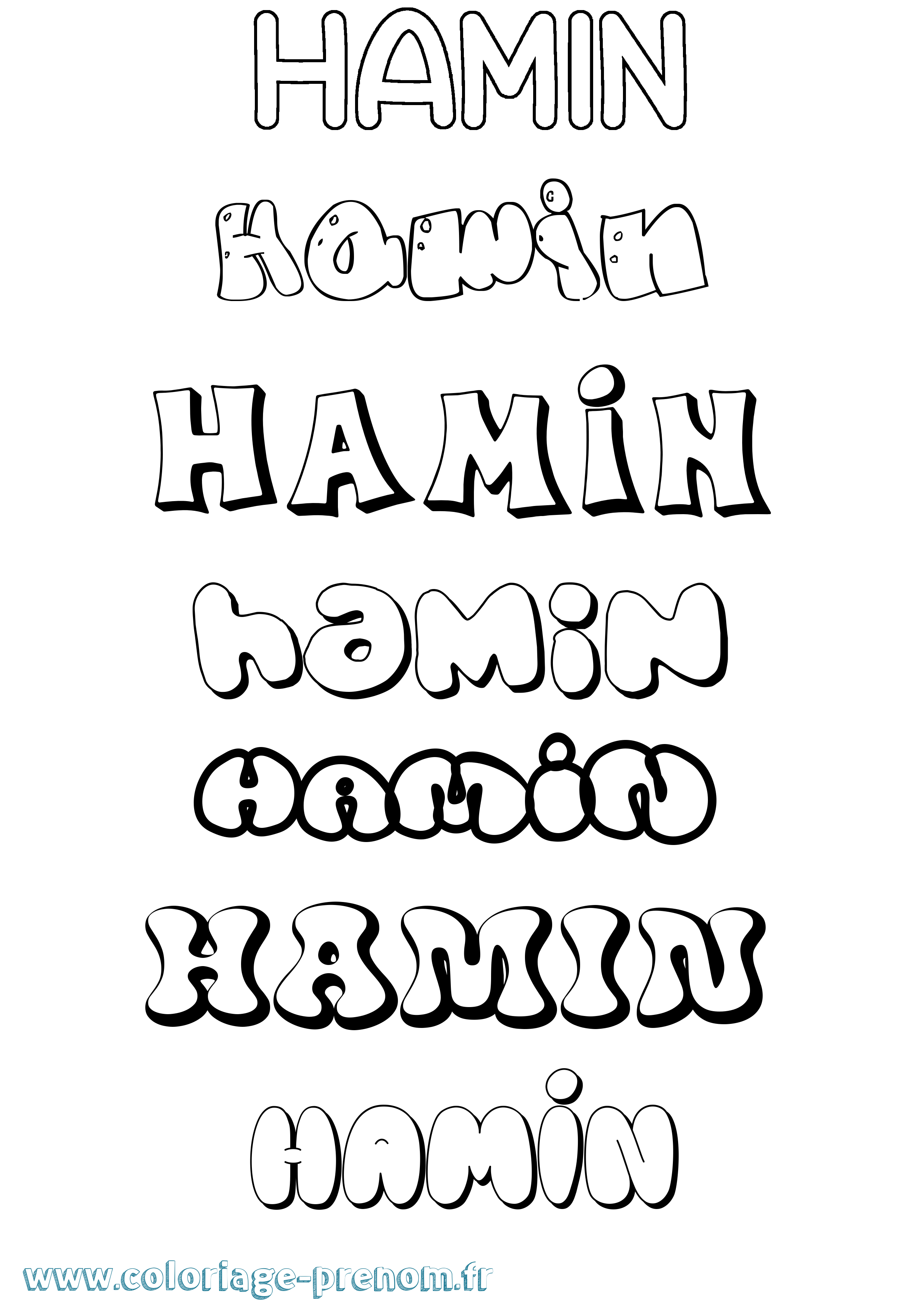 Coloriage prénom Hamin Bubble