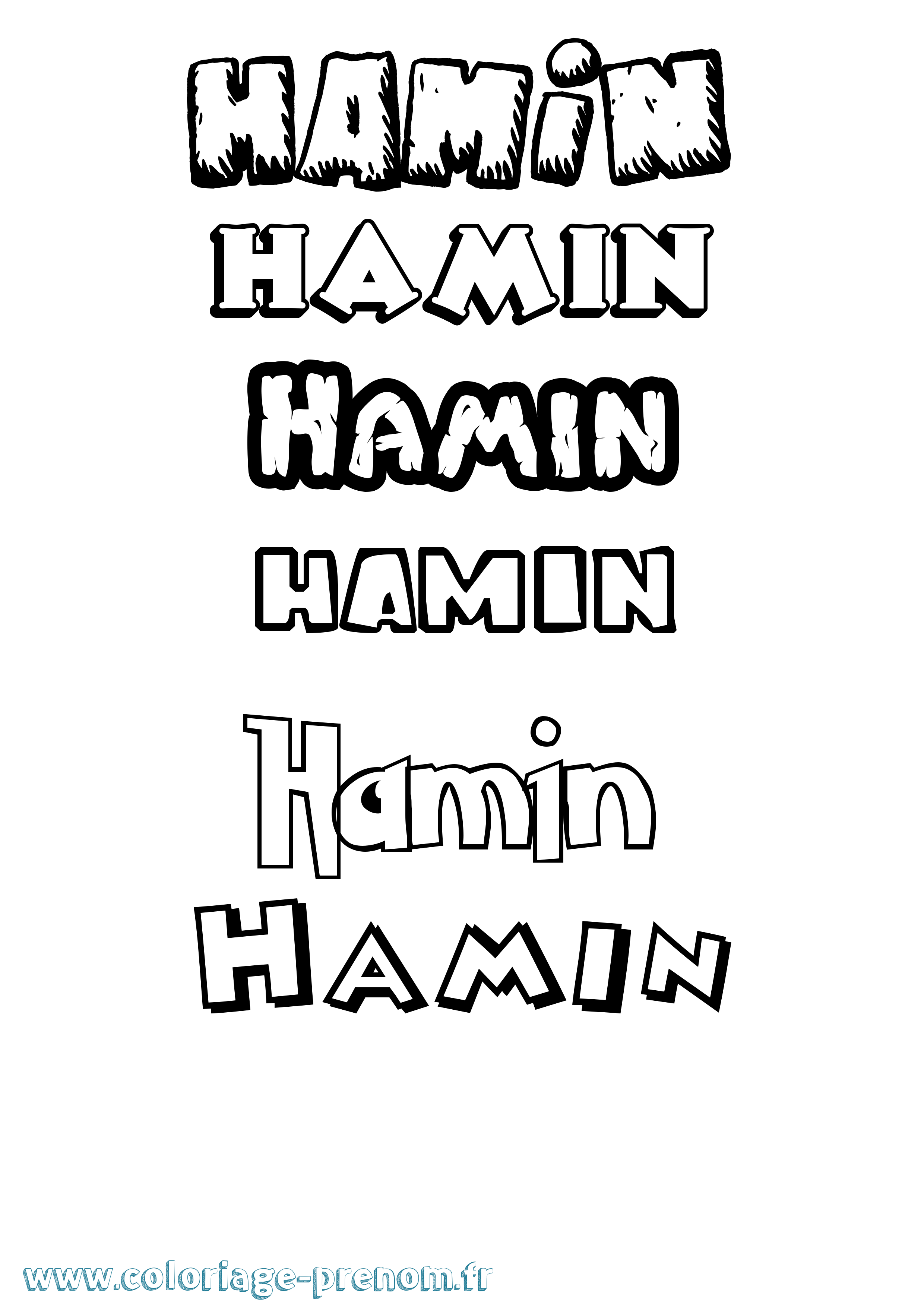 Coloriage prénom Hamin Dessin Animé