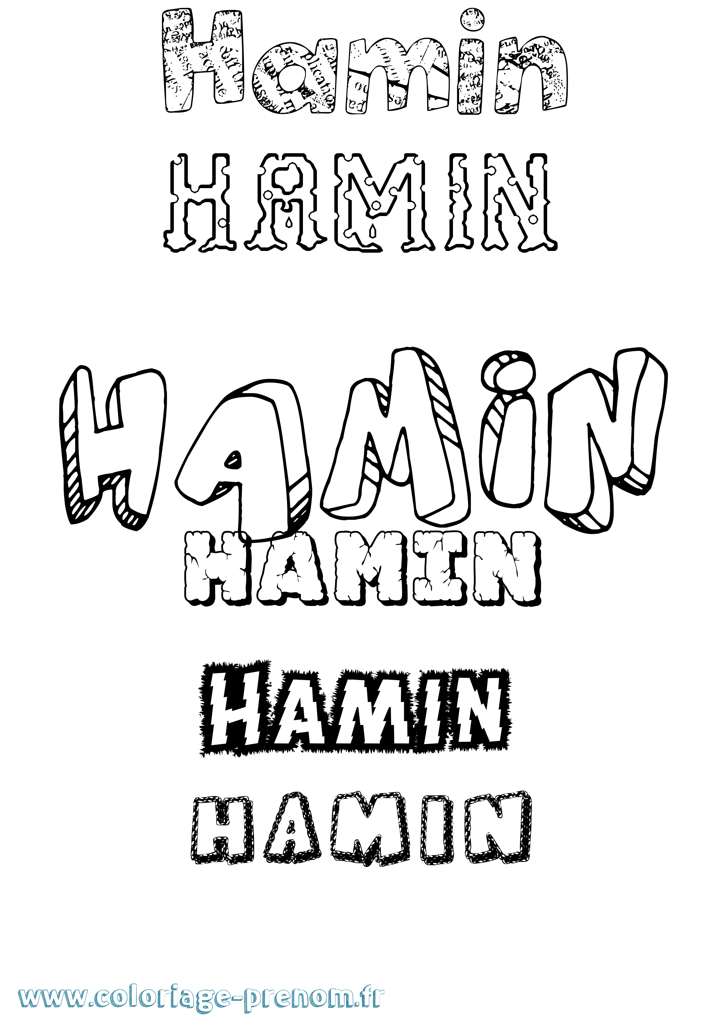 Coloriage prénom Hamin Destructuré