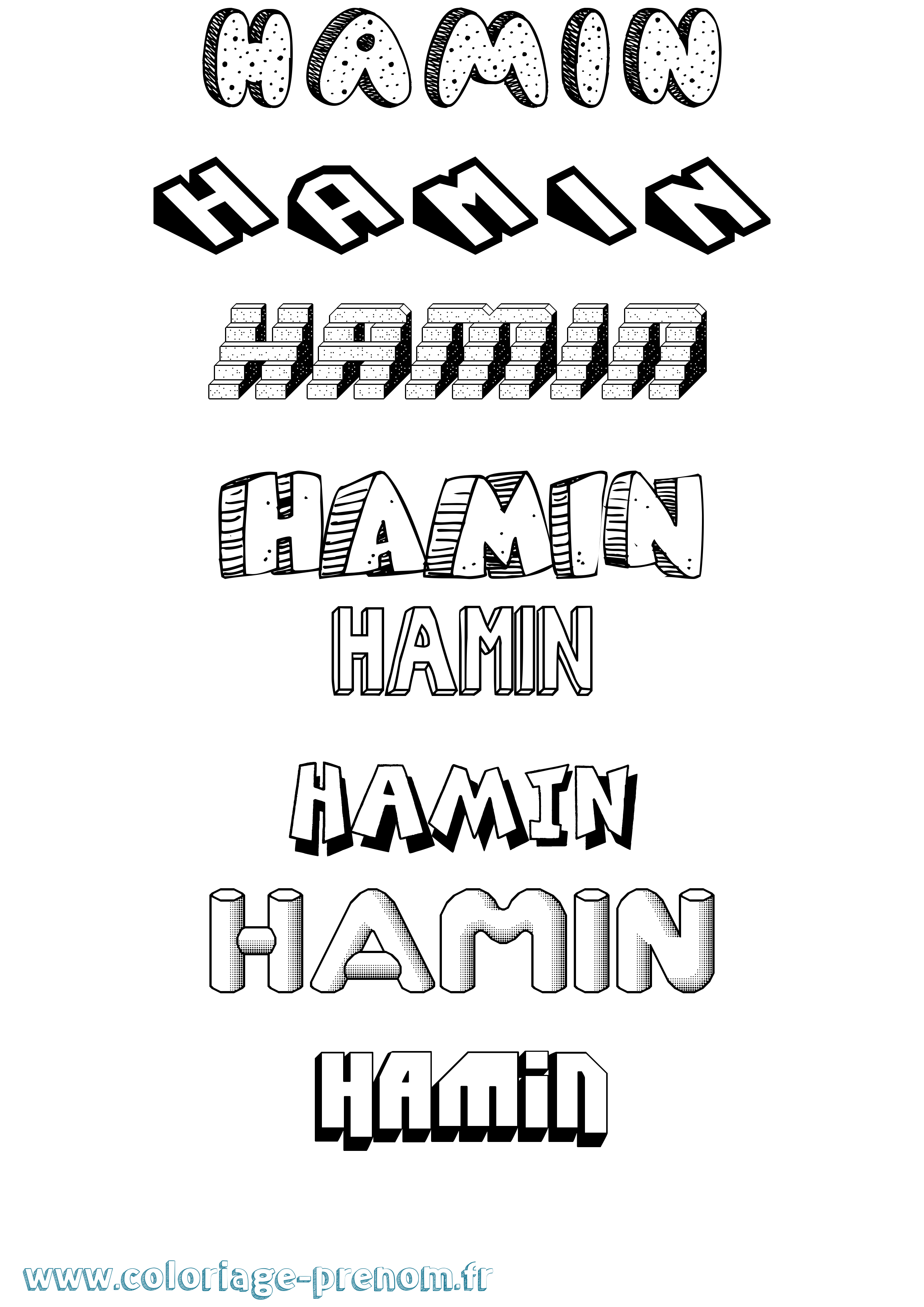 Coloriage prénom Hamin Effet 3D