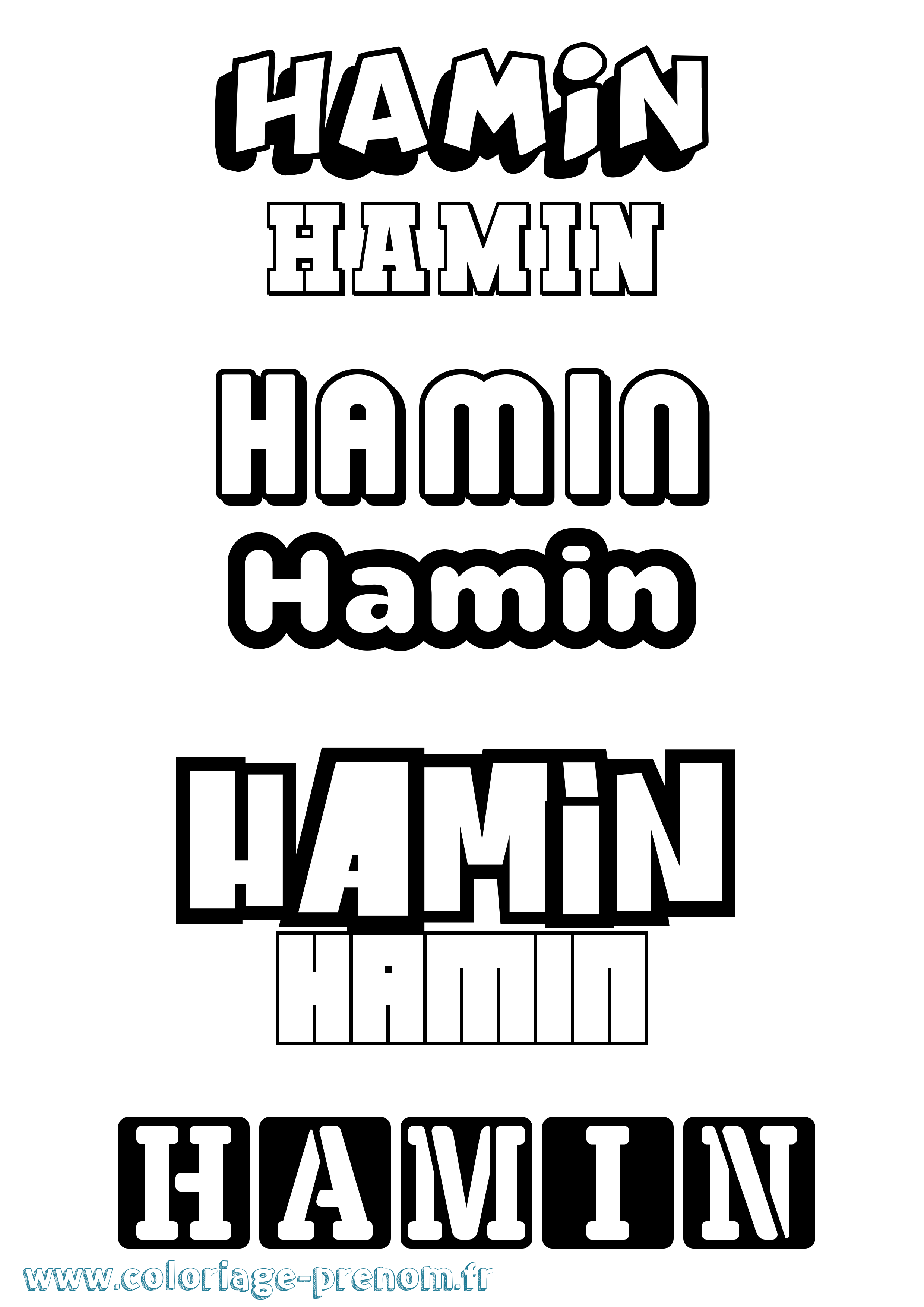 Coloriage prénom Hamin Simple