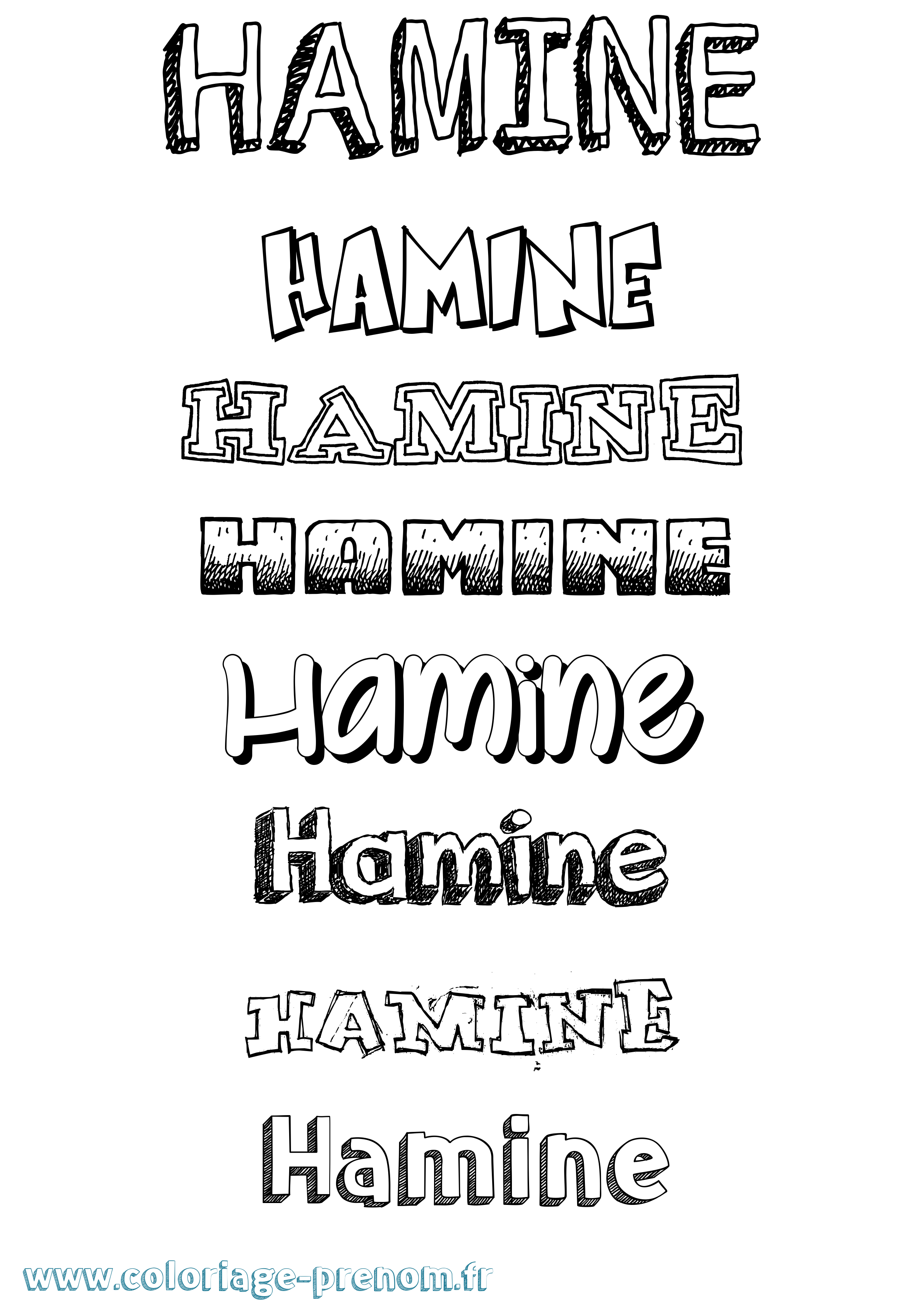 Coloriage prénom Hamine Dessiné