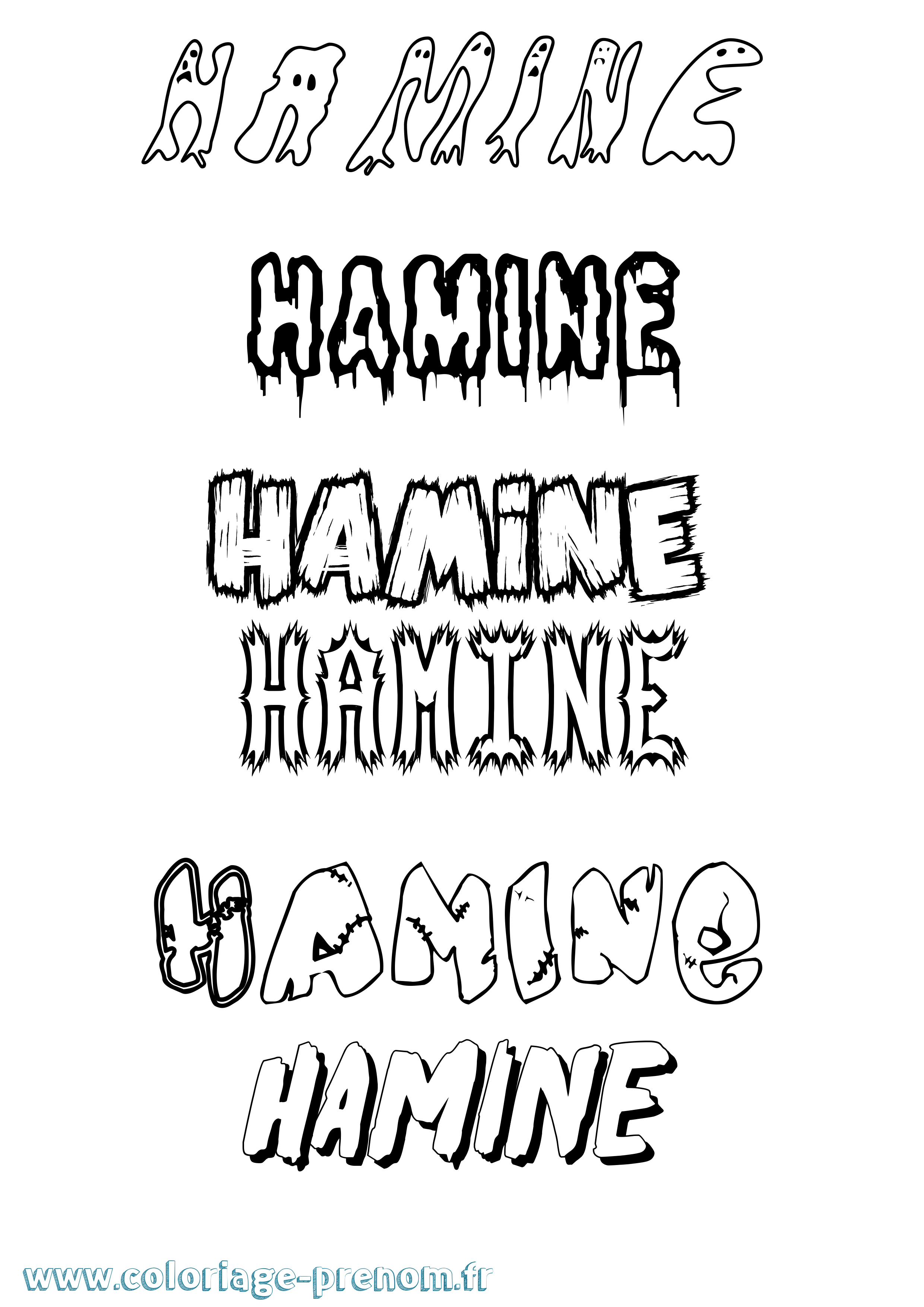Coloriage prénom Hamine Frisson