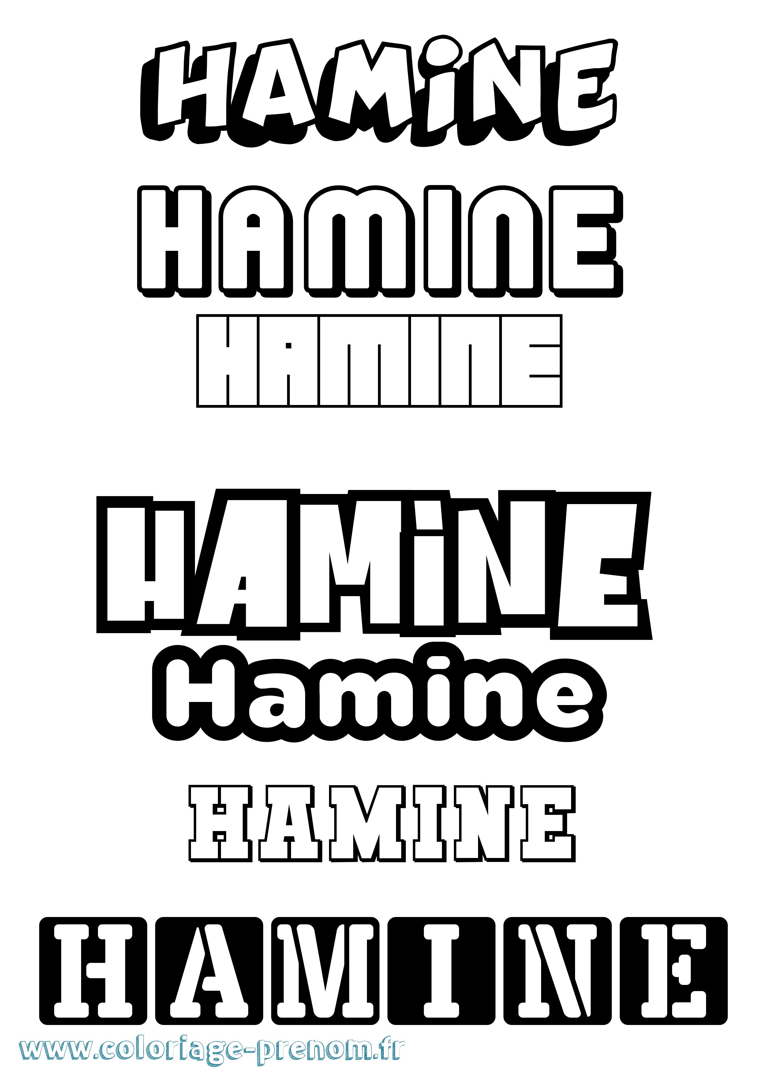 Coloriage prénom Hamine Simple