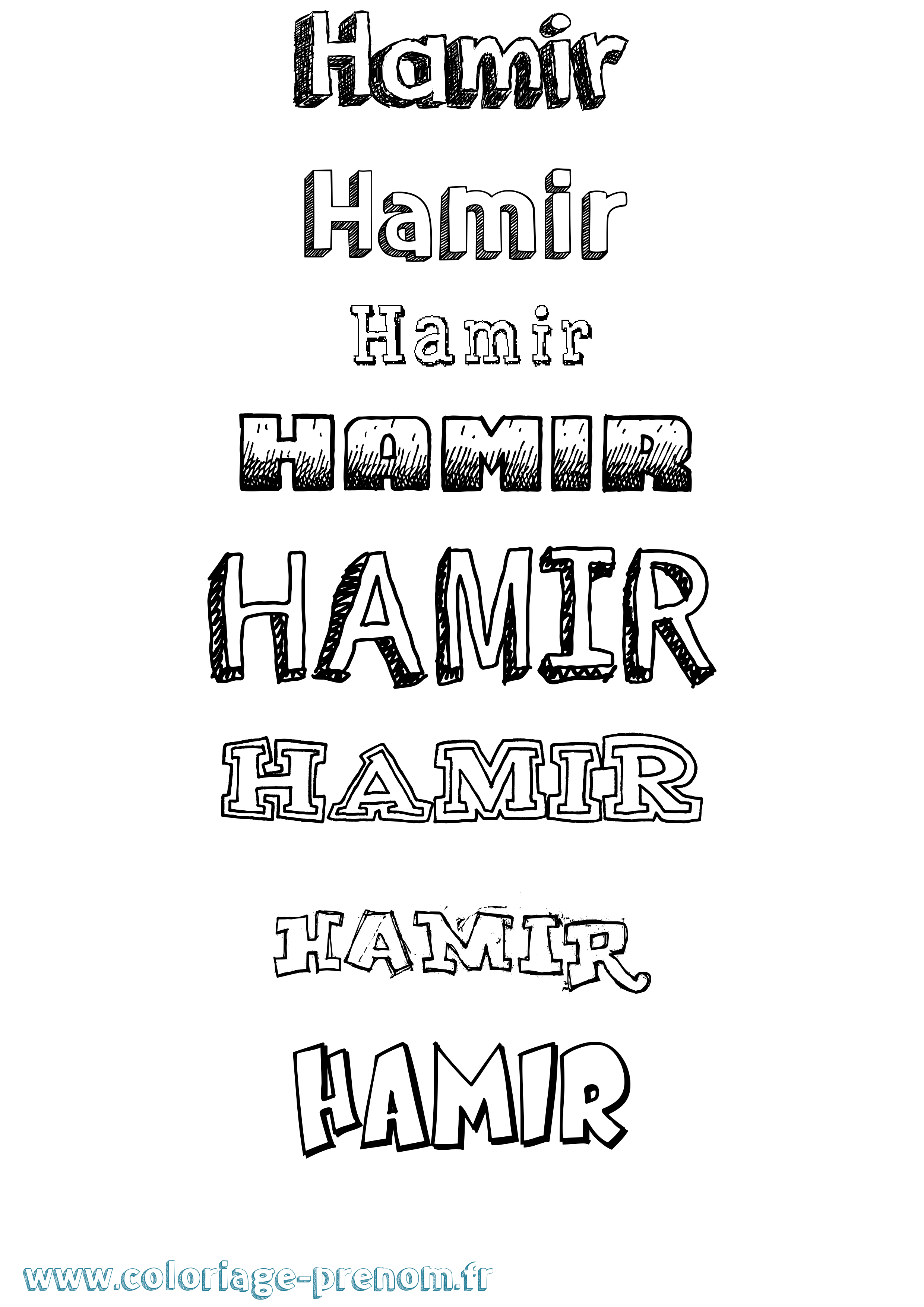 Coloriage prénom Hamir Dessiné