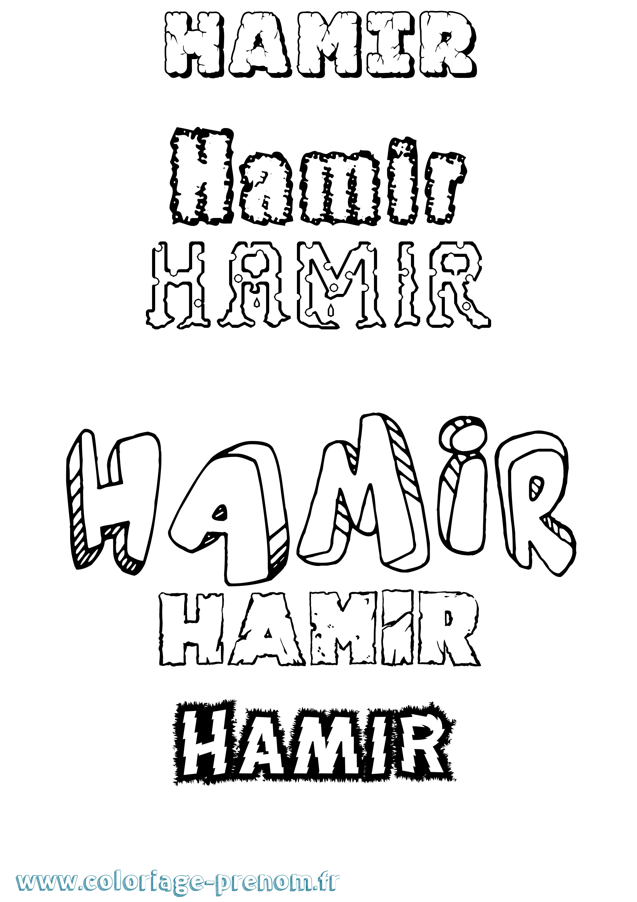 Coloriage prénom Hamir Destructuré