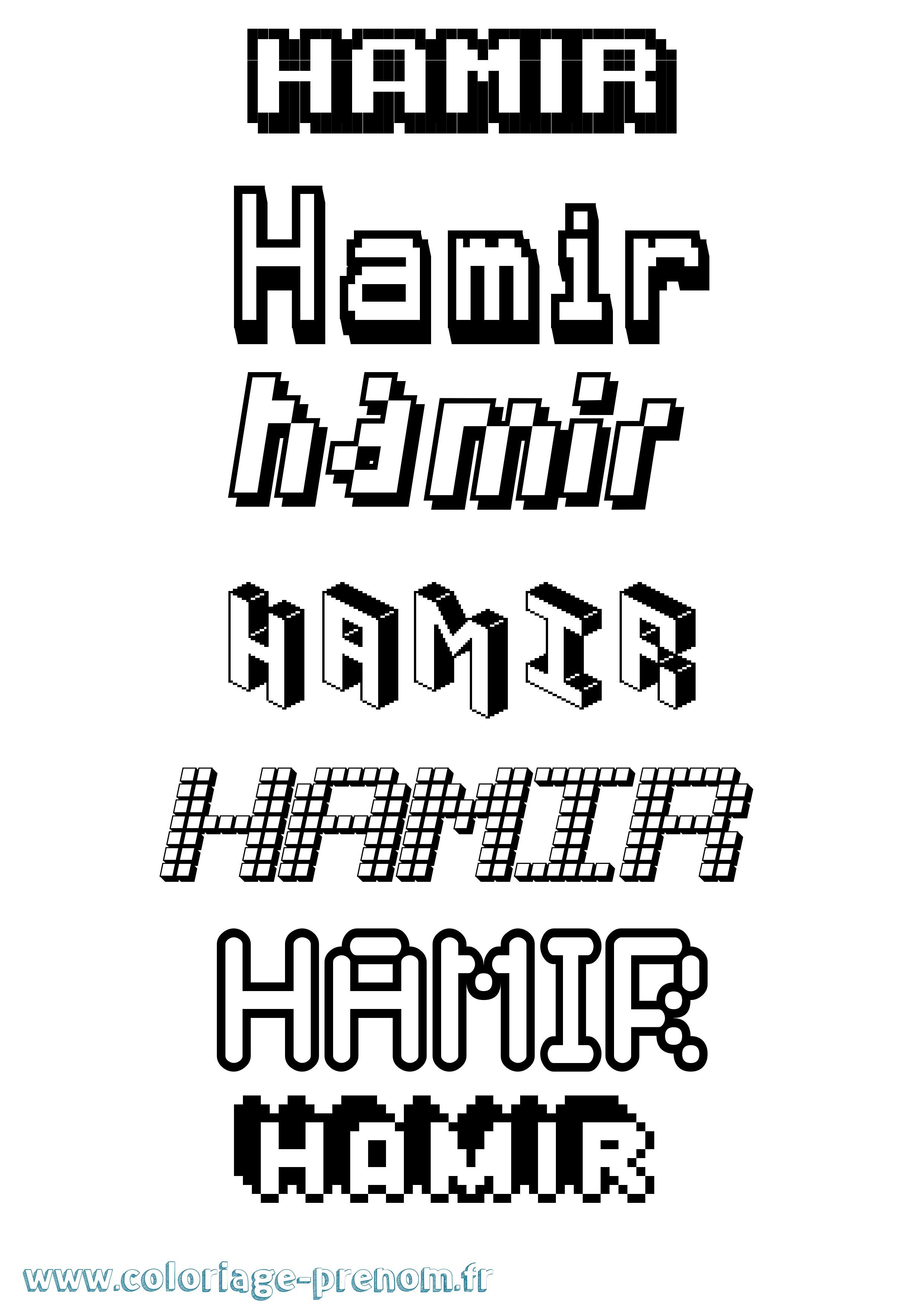 Coloriage prénom Hamir Pixel