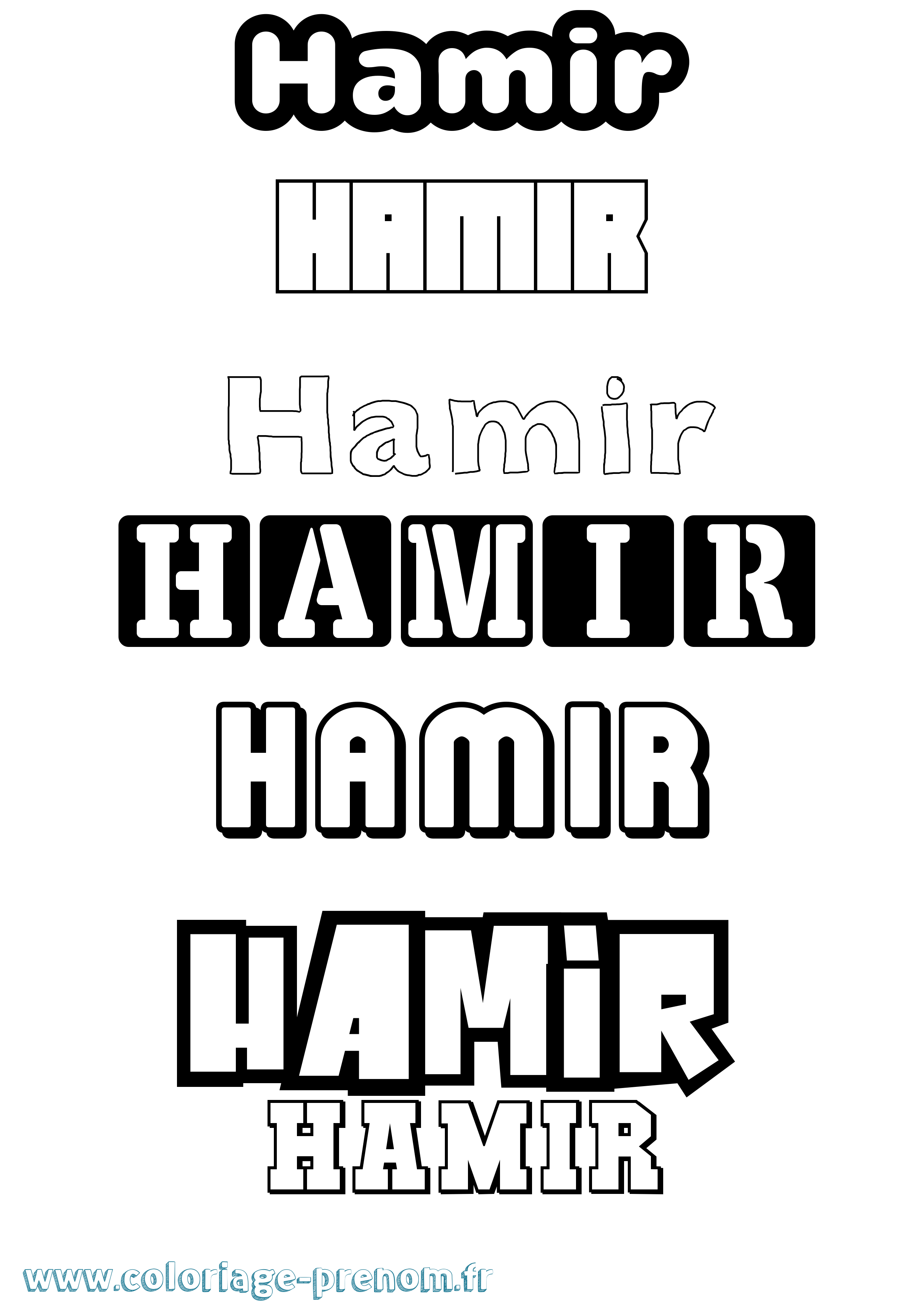 Coloriage prénom Hamir Simple