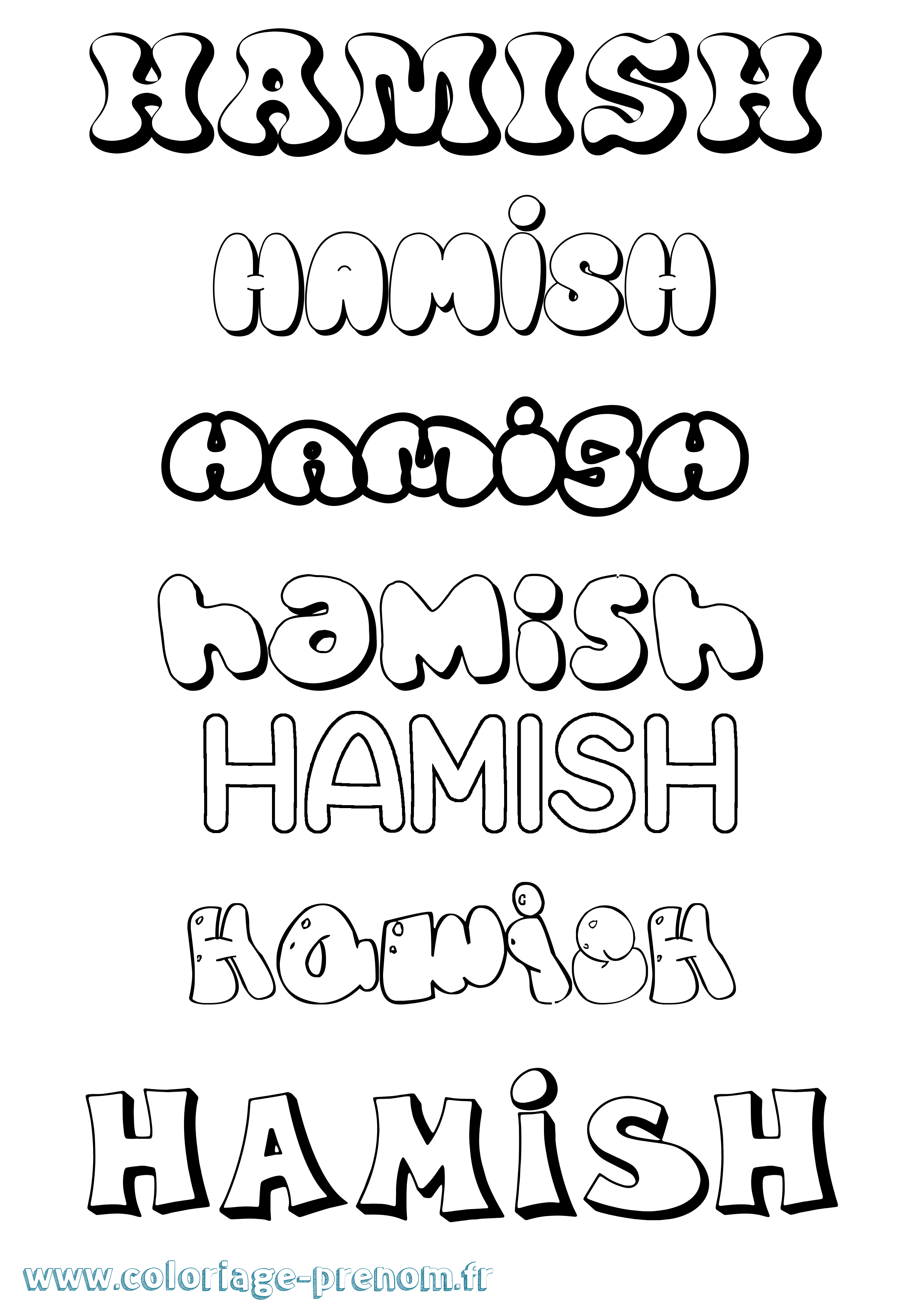Coloriage Hamish Bubble Coloriage prénom Hamish Bubble