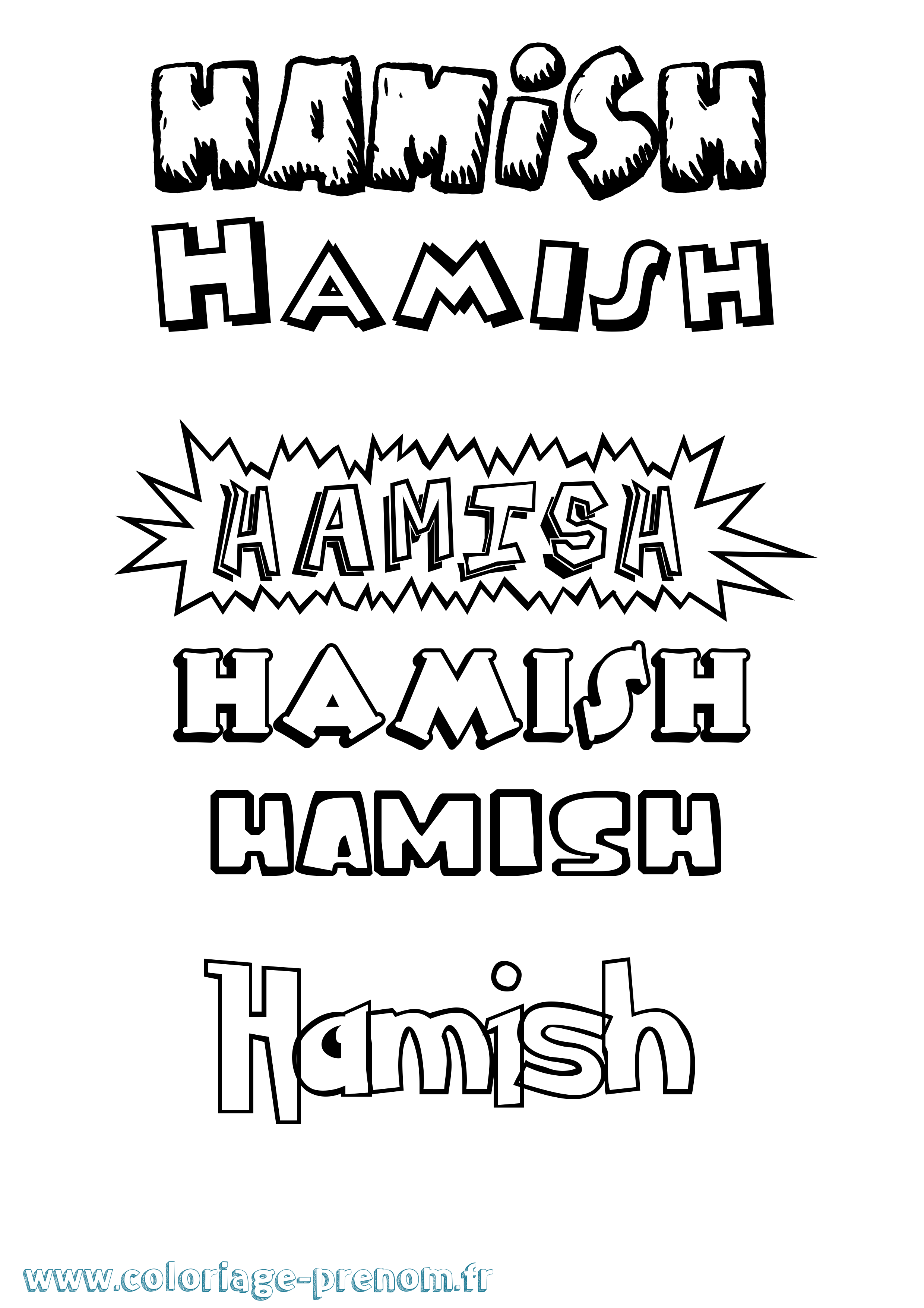 Coloriage prénom Hamish Dessin Animé