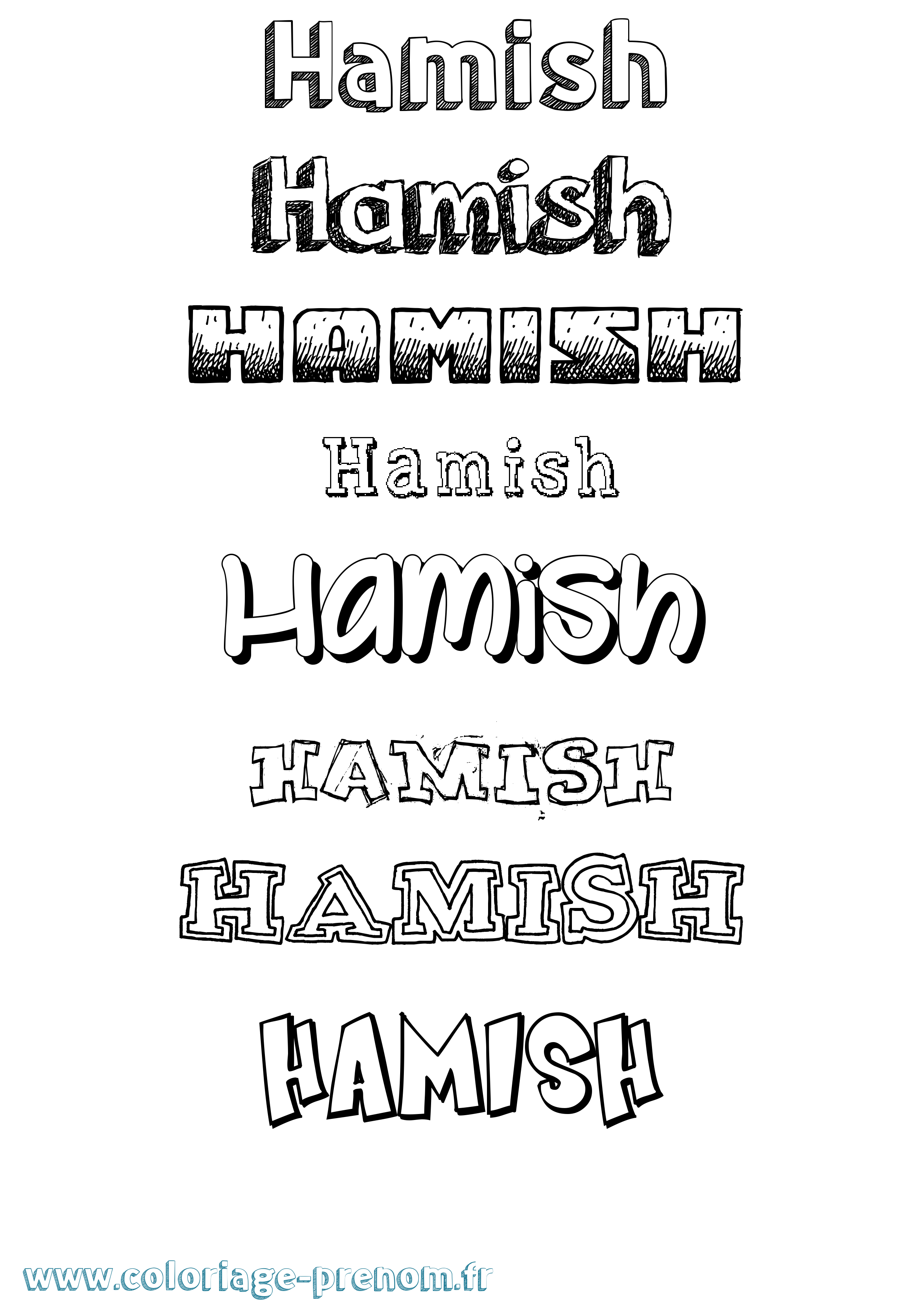Coloriage prénom Hamish Dessiné