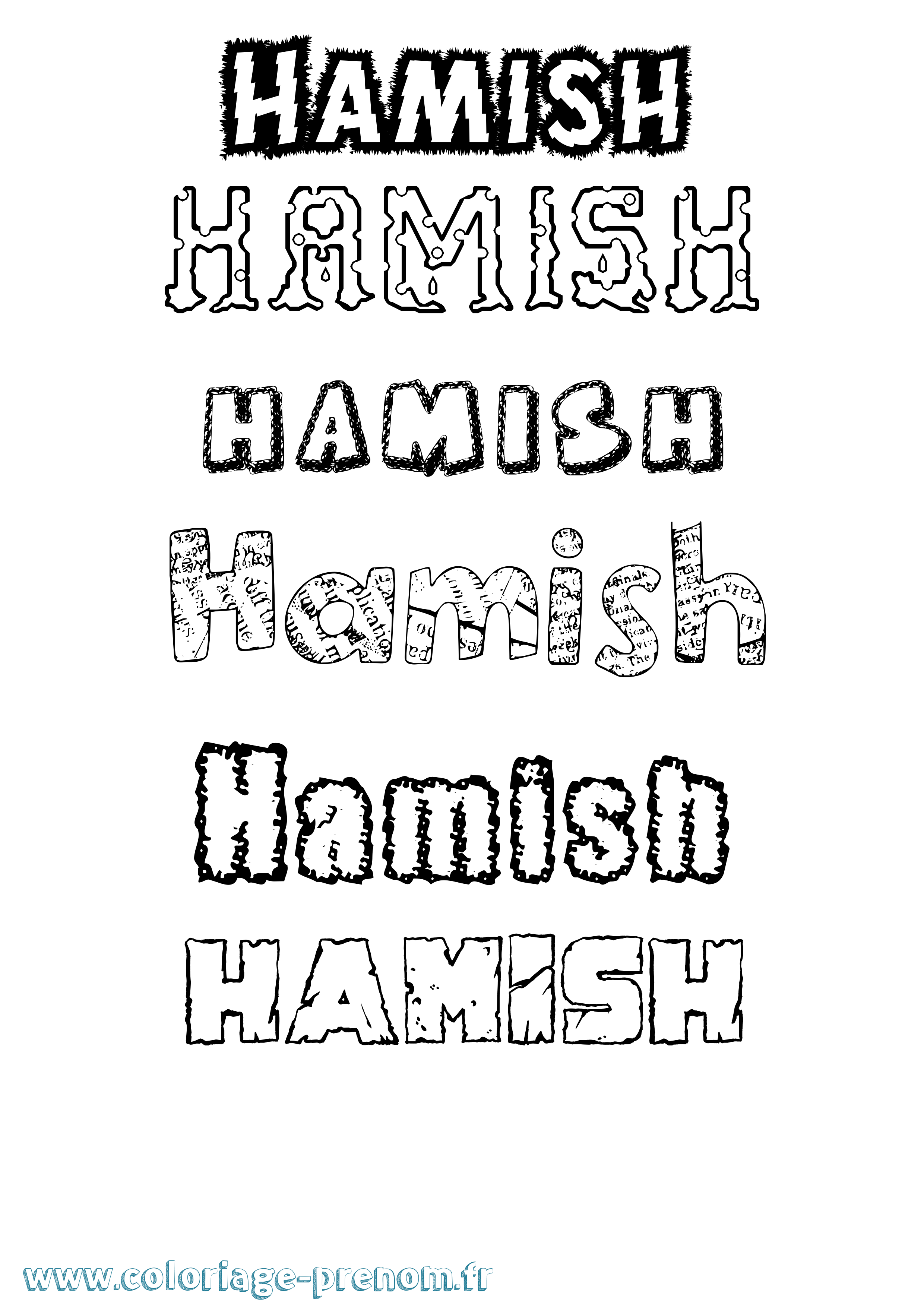 Coloriage prénom Hamish Destructuré