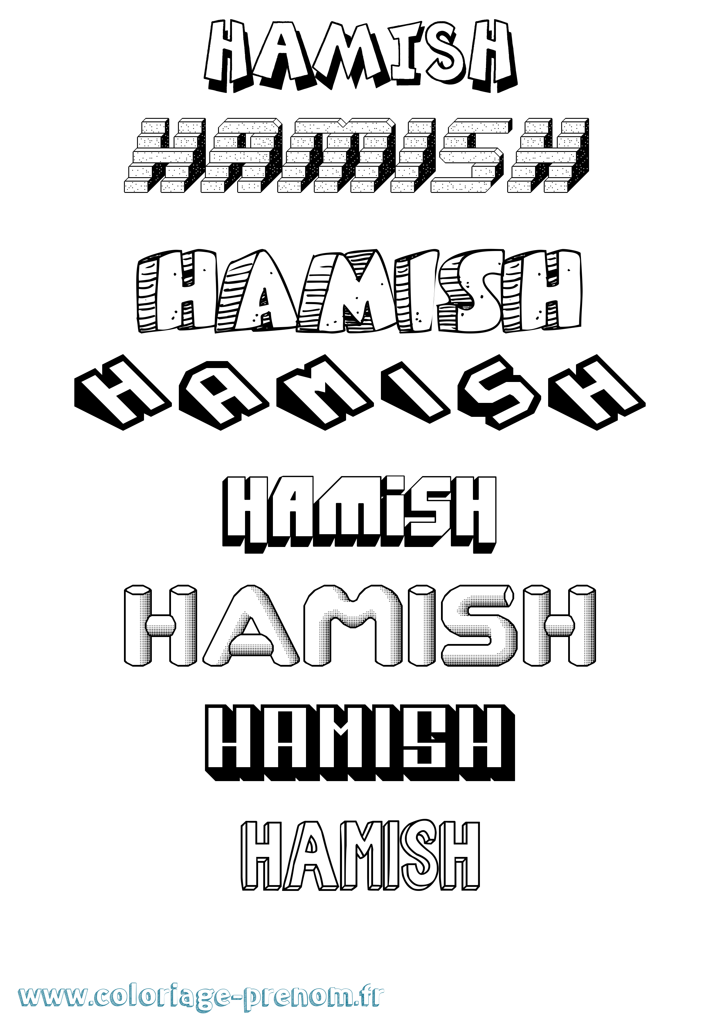 Coloriage prénom Hamish Effet 3D
