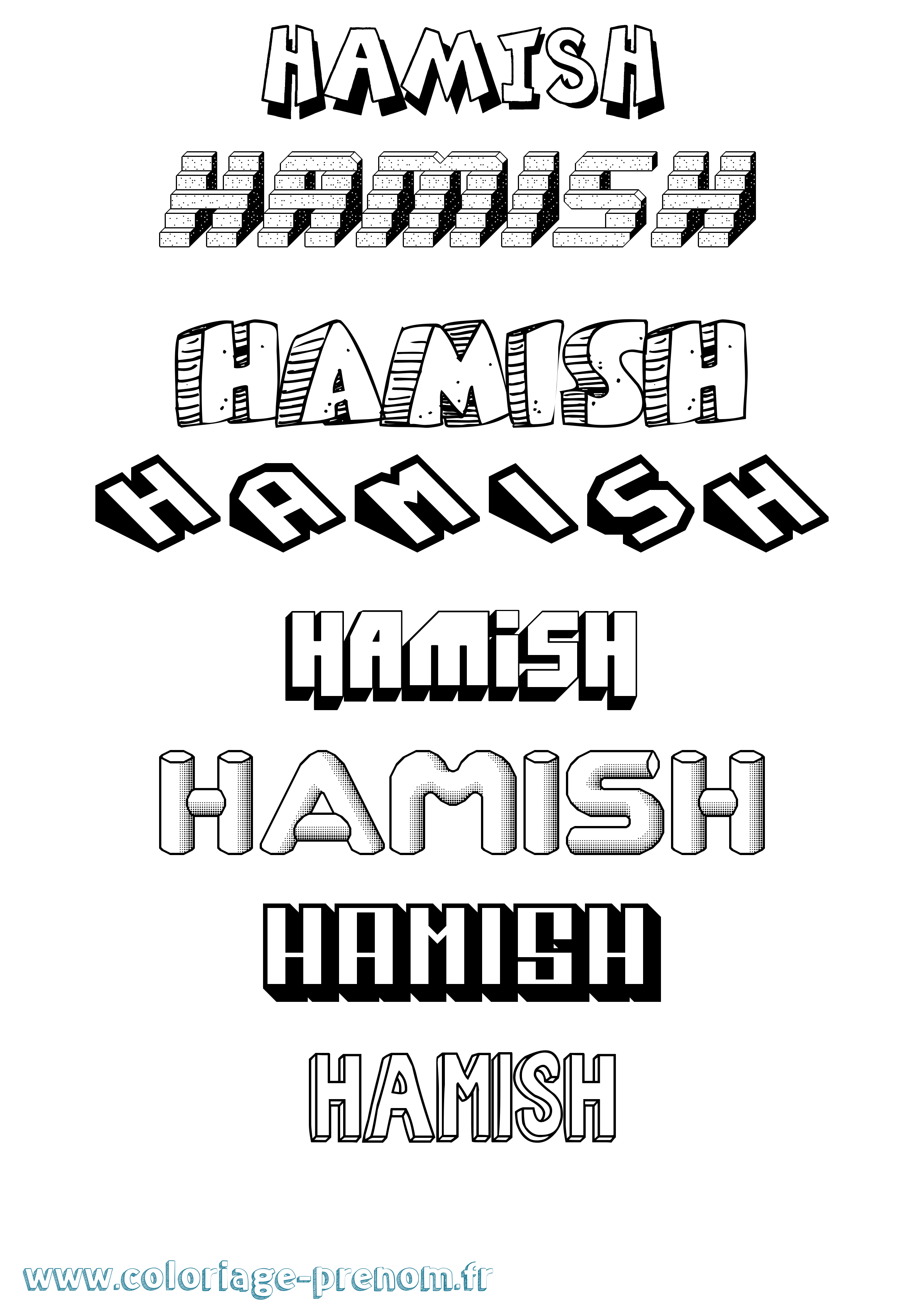 Coloriage Hamish Effet 3D Coloriage prénom Hamish Effet 3D