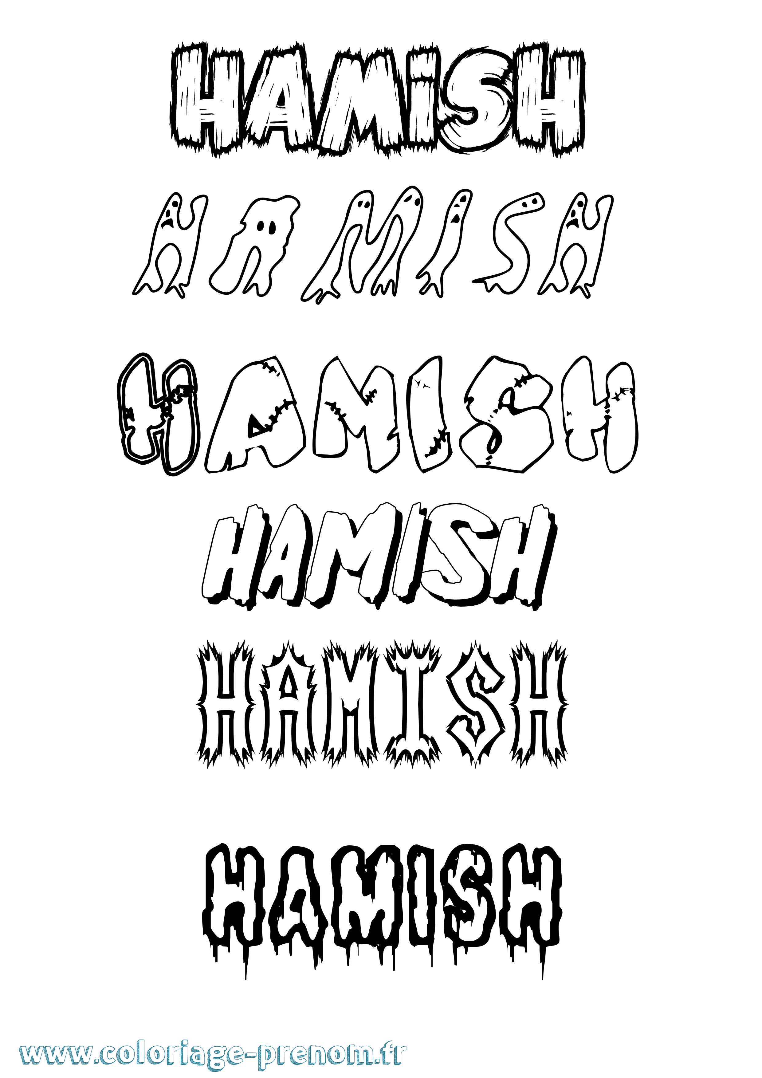 Coloriage prénom Hamish Frisson