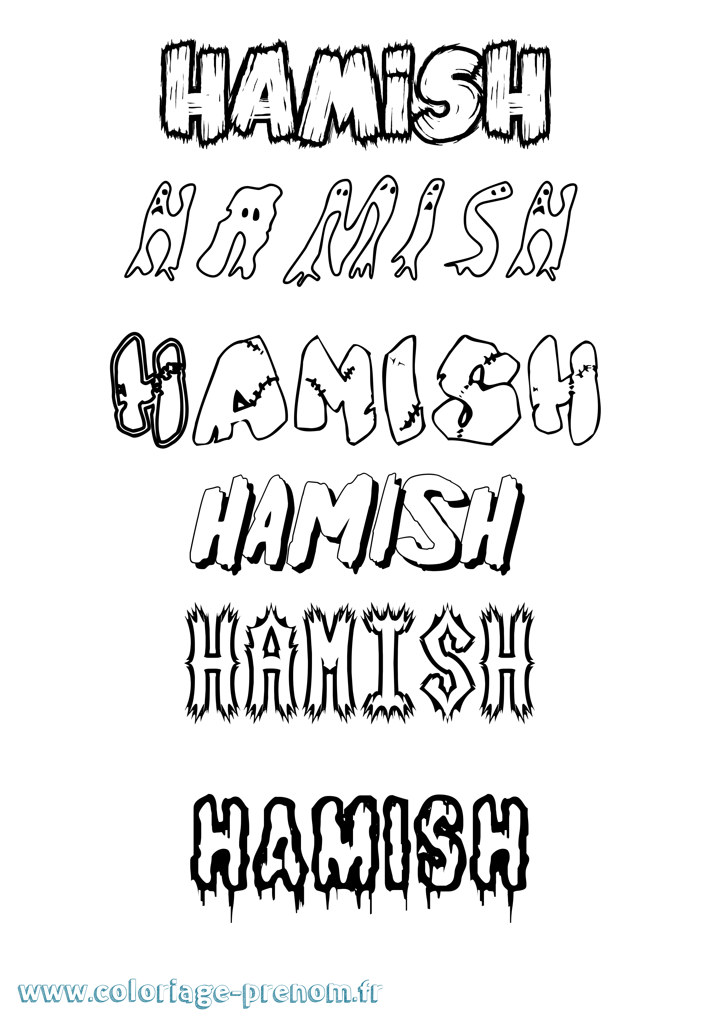 Coloriage Hamish Frisson Coloriage prénom Hamish Frisson