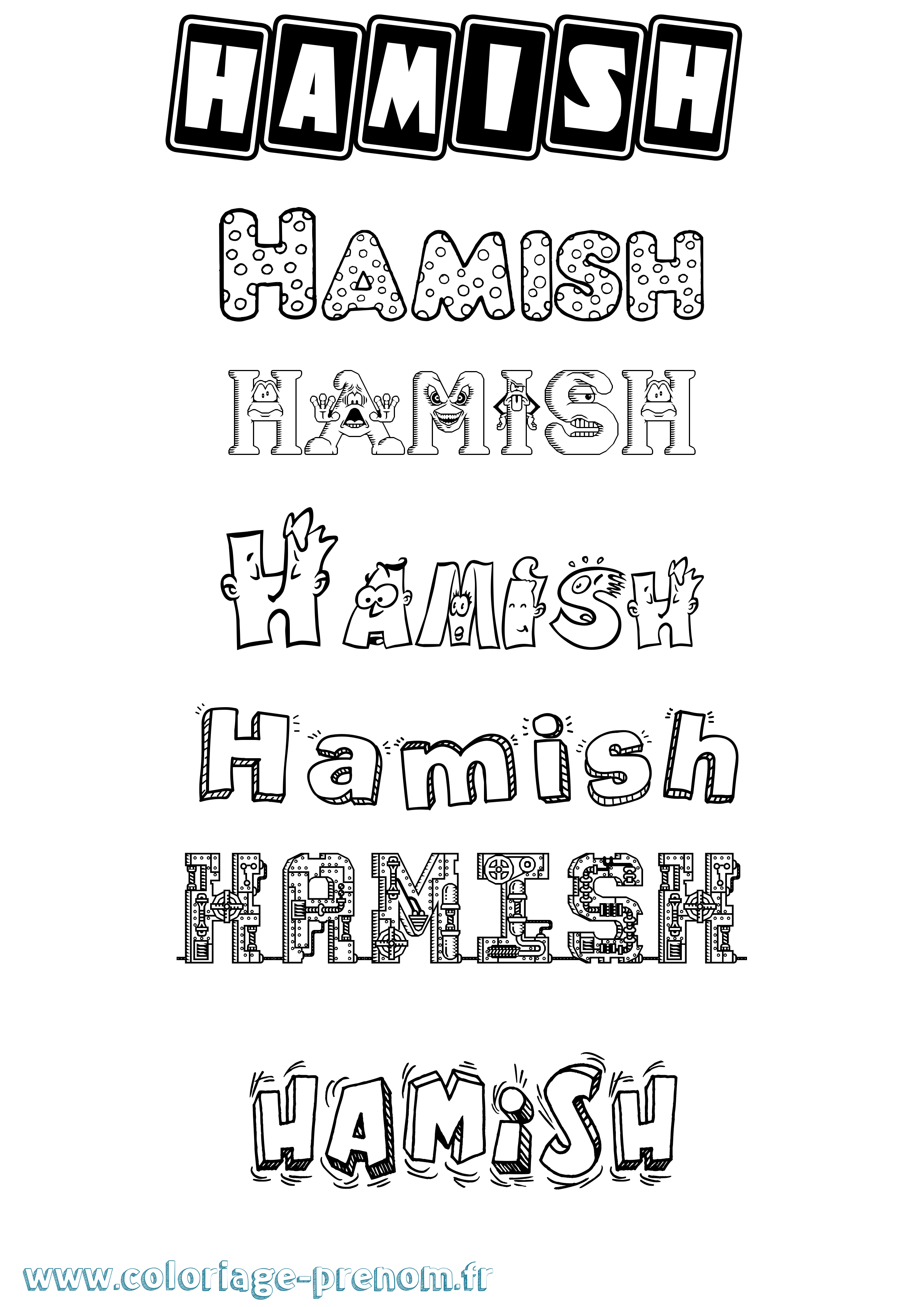 Coloriage prénom Hamish Fun