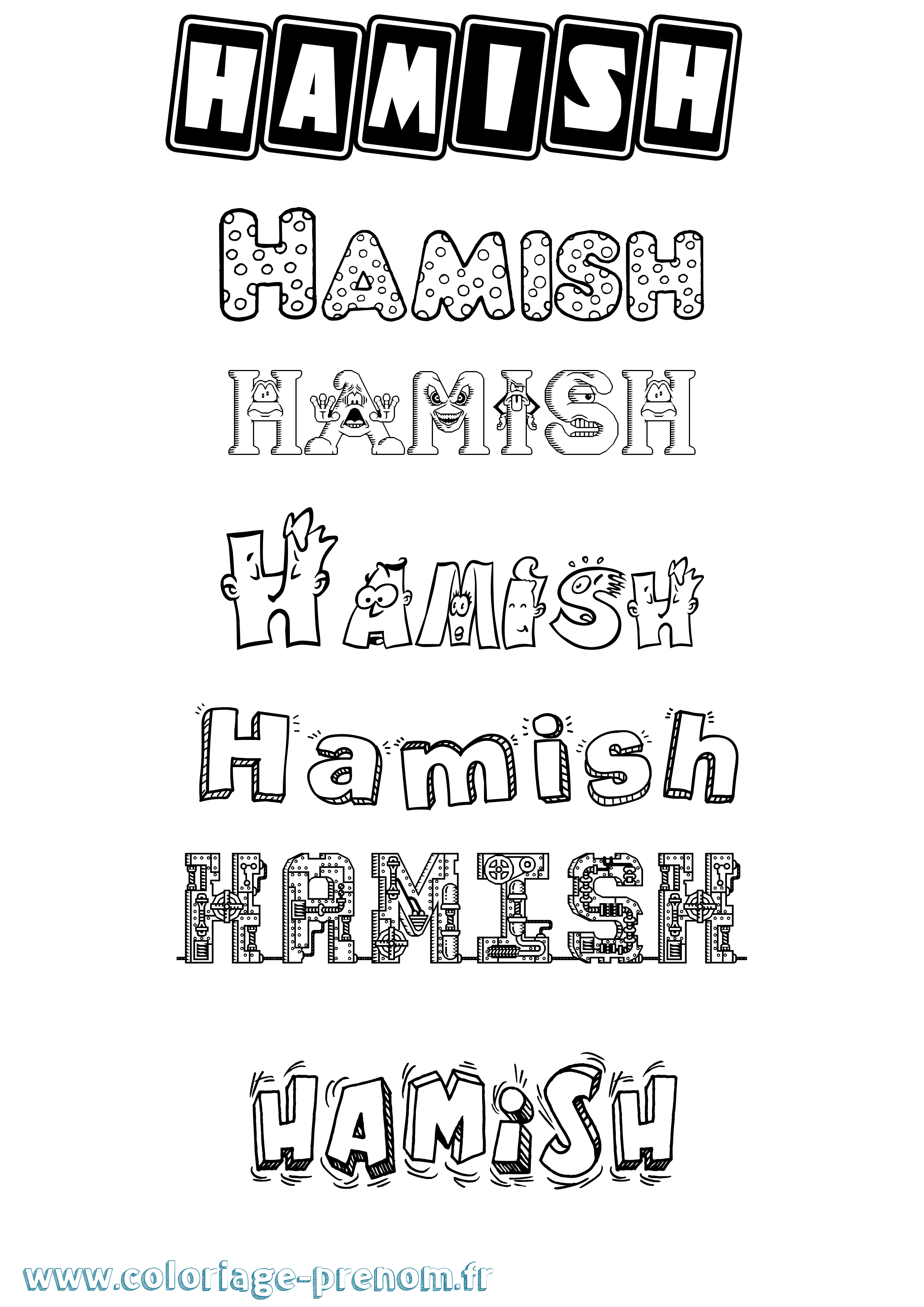 Coloriage Hamish Fun Coloriage prénom Hamish Fun