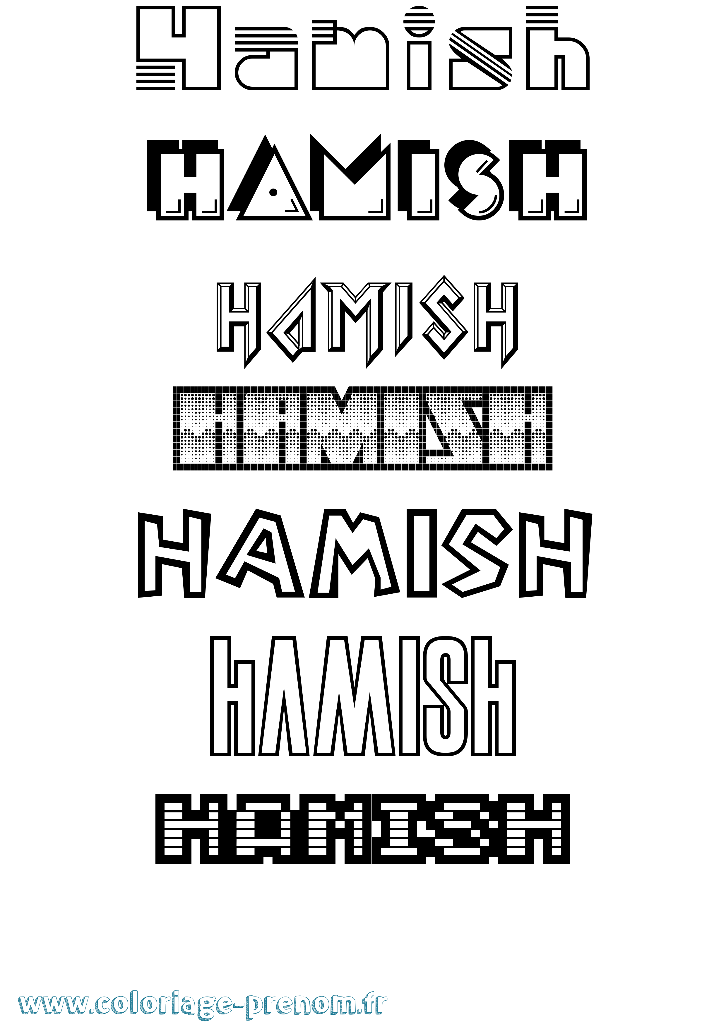 Coloriage prénom Hamish Jeux Vidéos
