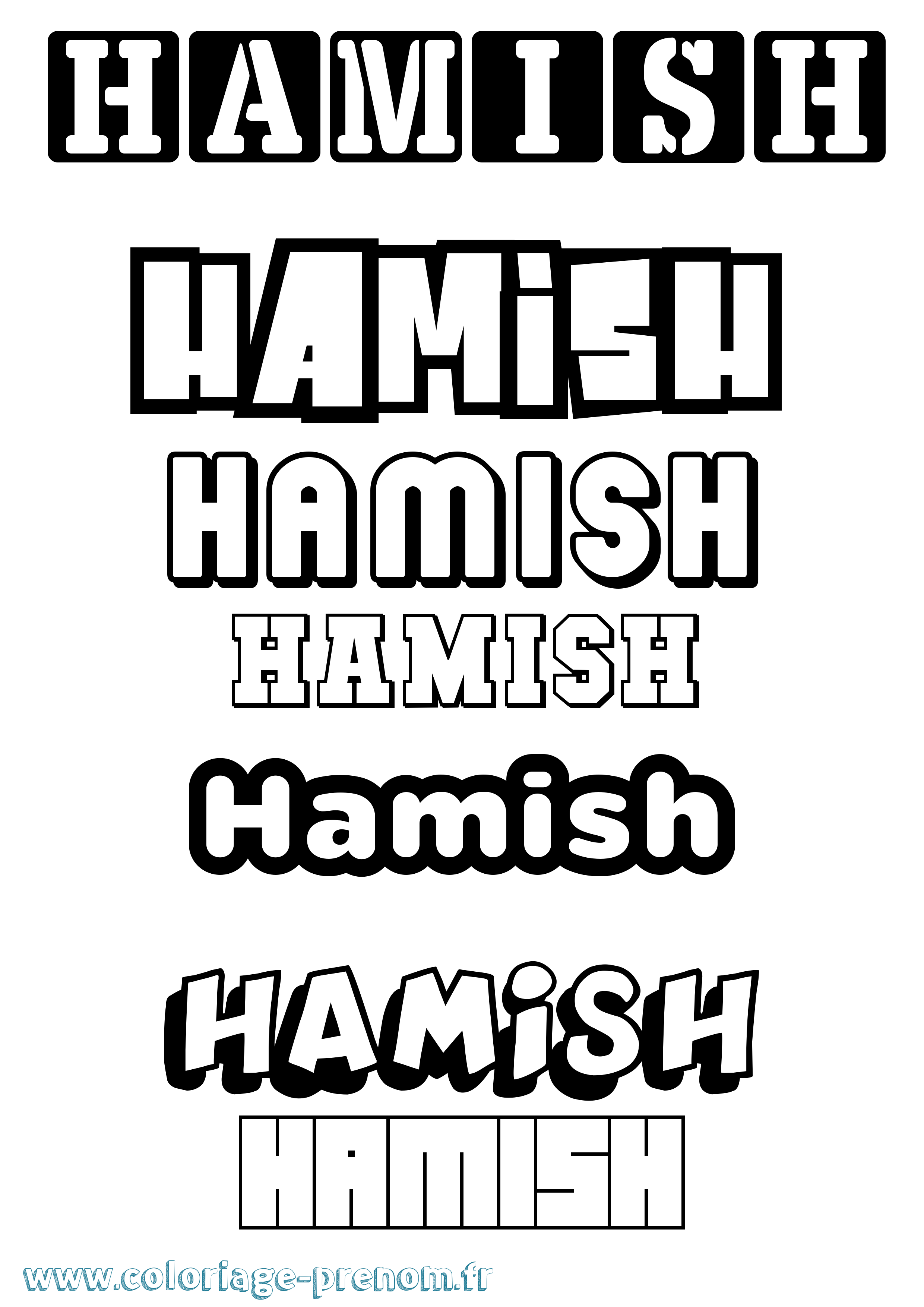 Coloriage Hamish Simple Coloriage prénom Hamish Simple