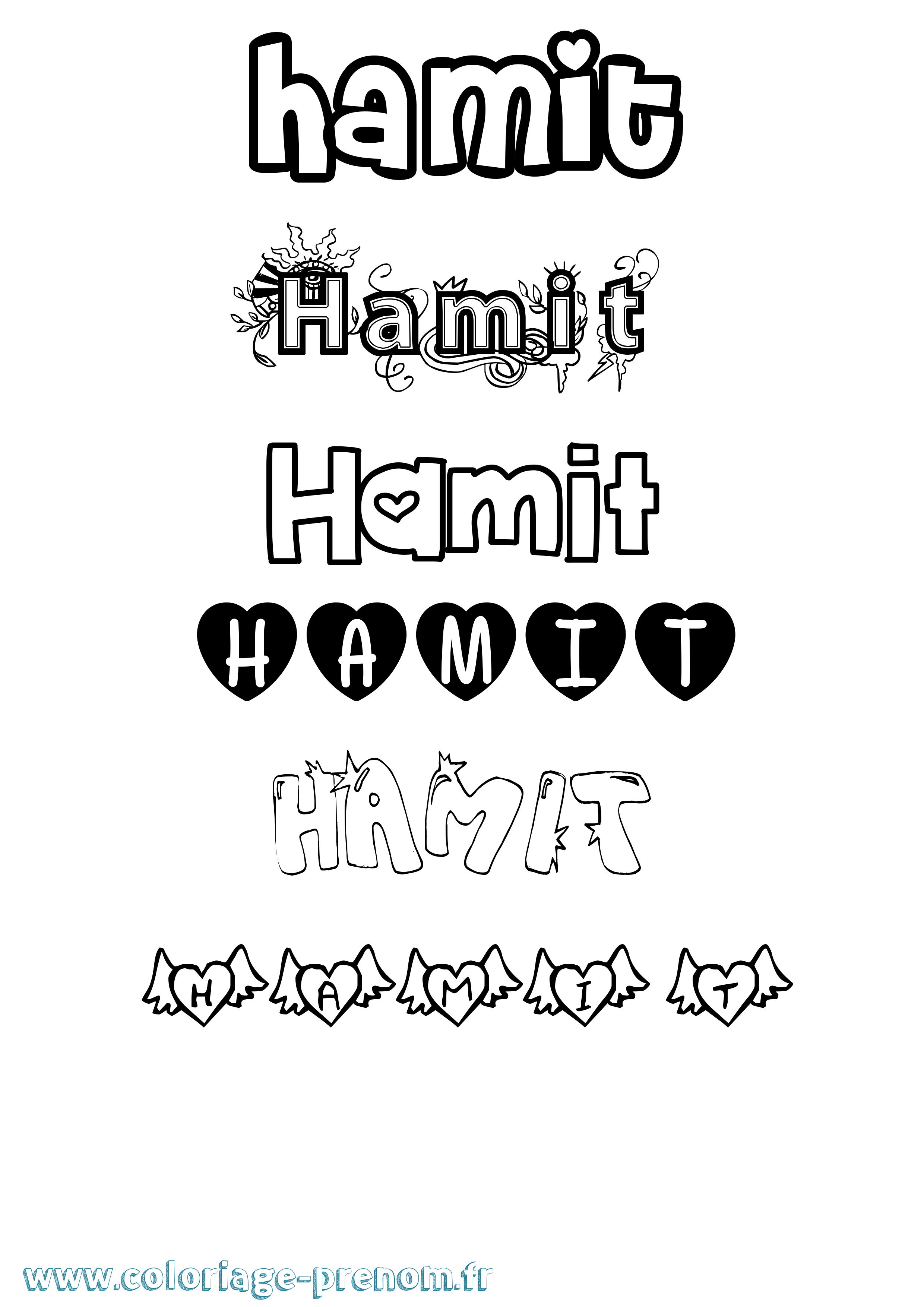 Coloriage Hamit Girly Coloriage prénom Hamit Girly
