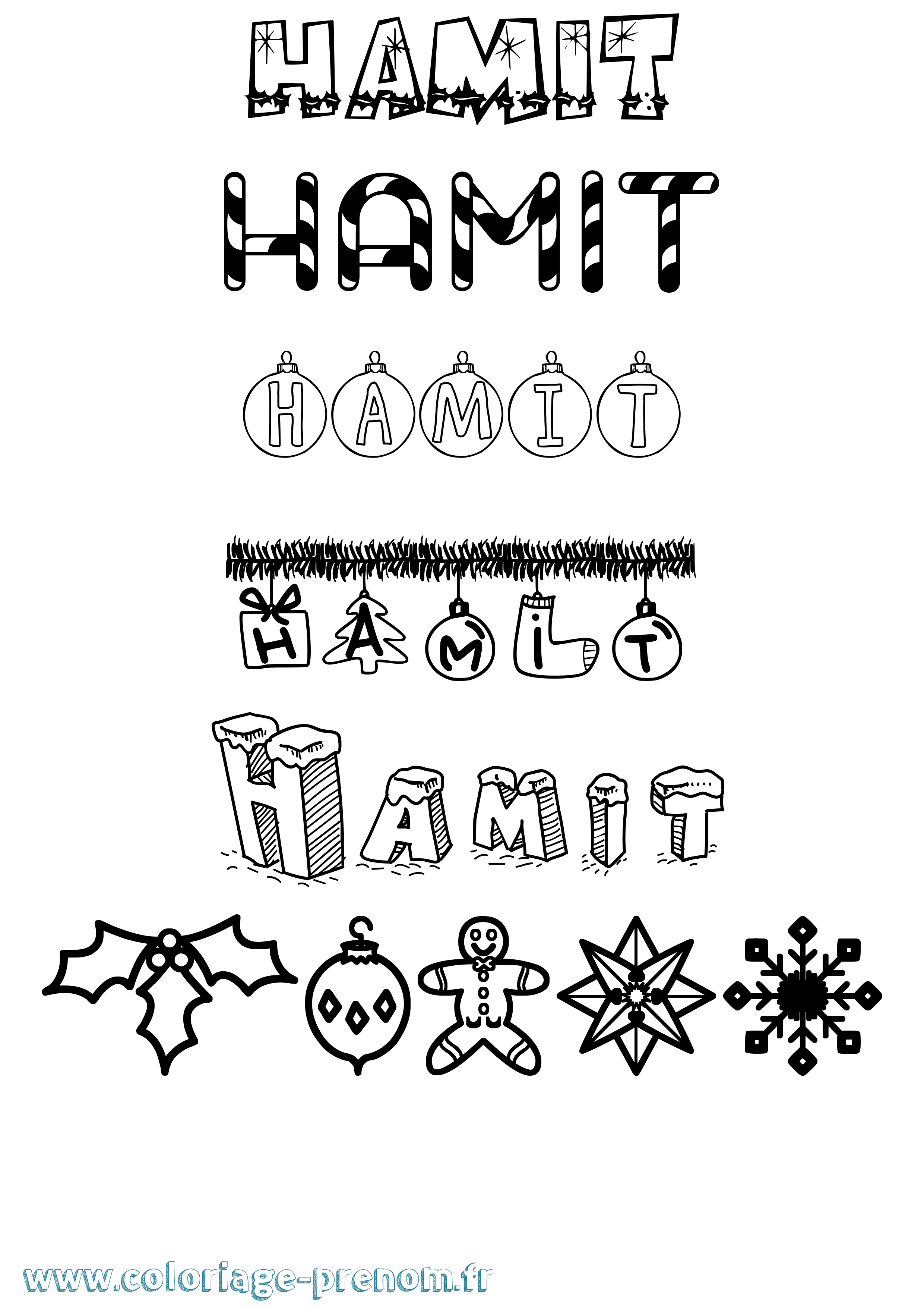 Coloriage Hamit Noël Coloriage prénom Hamit Noël