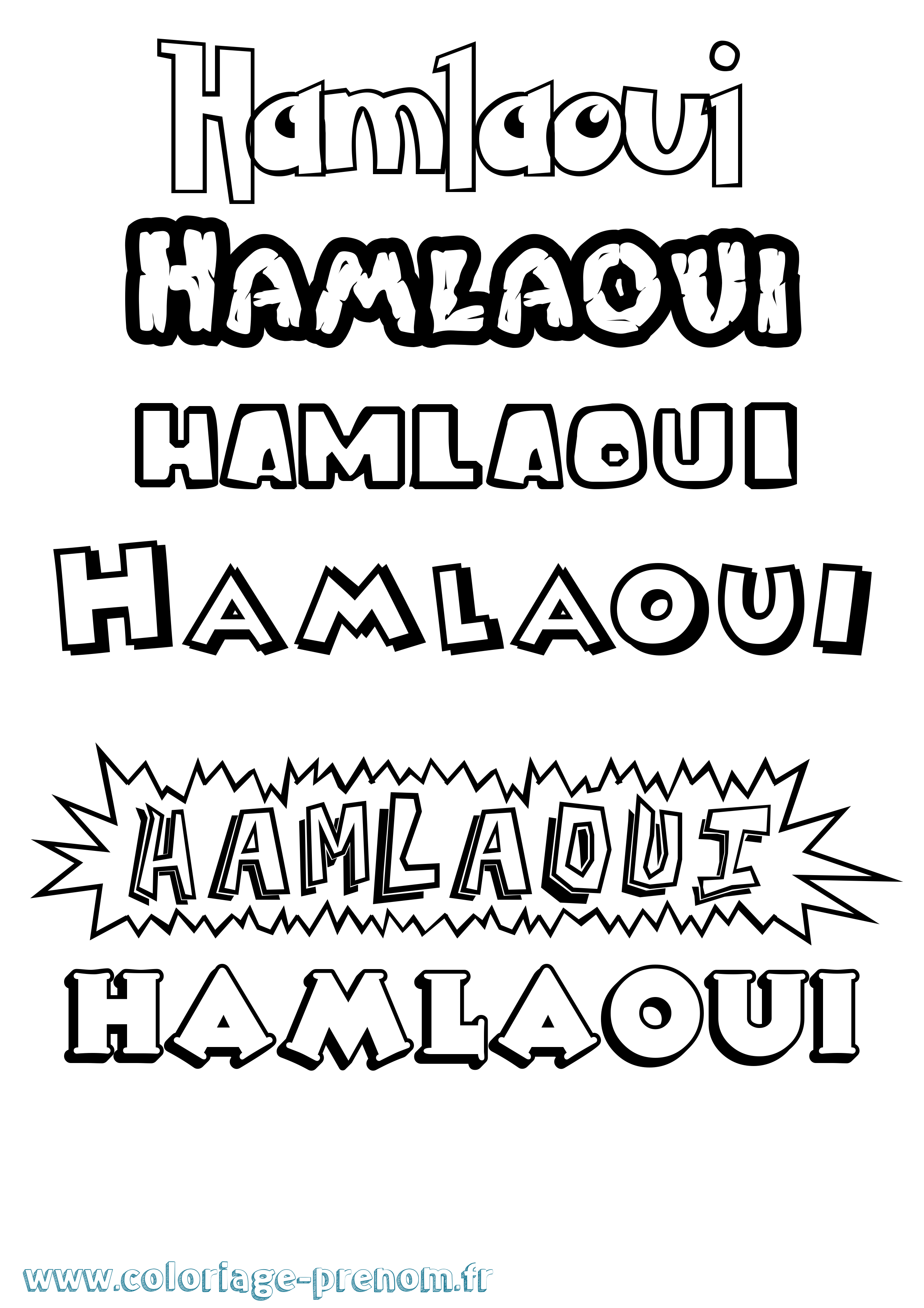 Coloriage prénom Hamlaoui Dessin Animé