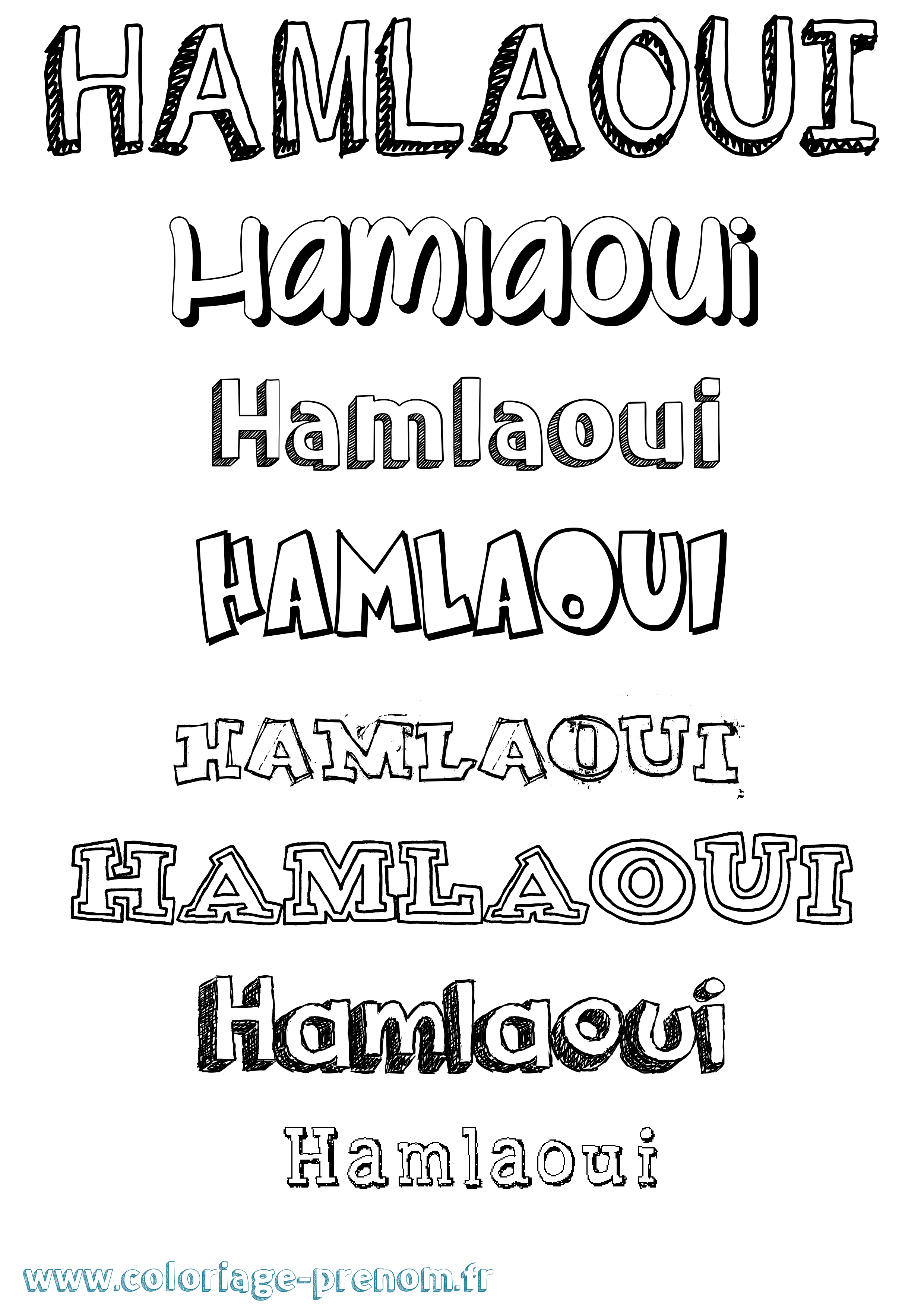 Coloriage prénom Hamlaoui Dessiné