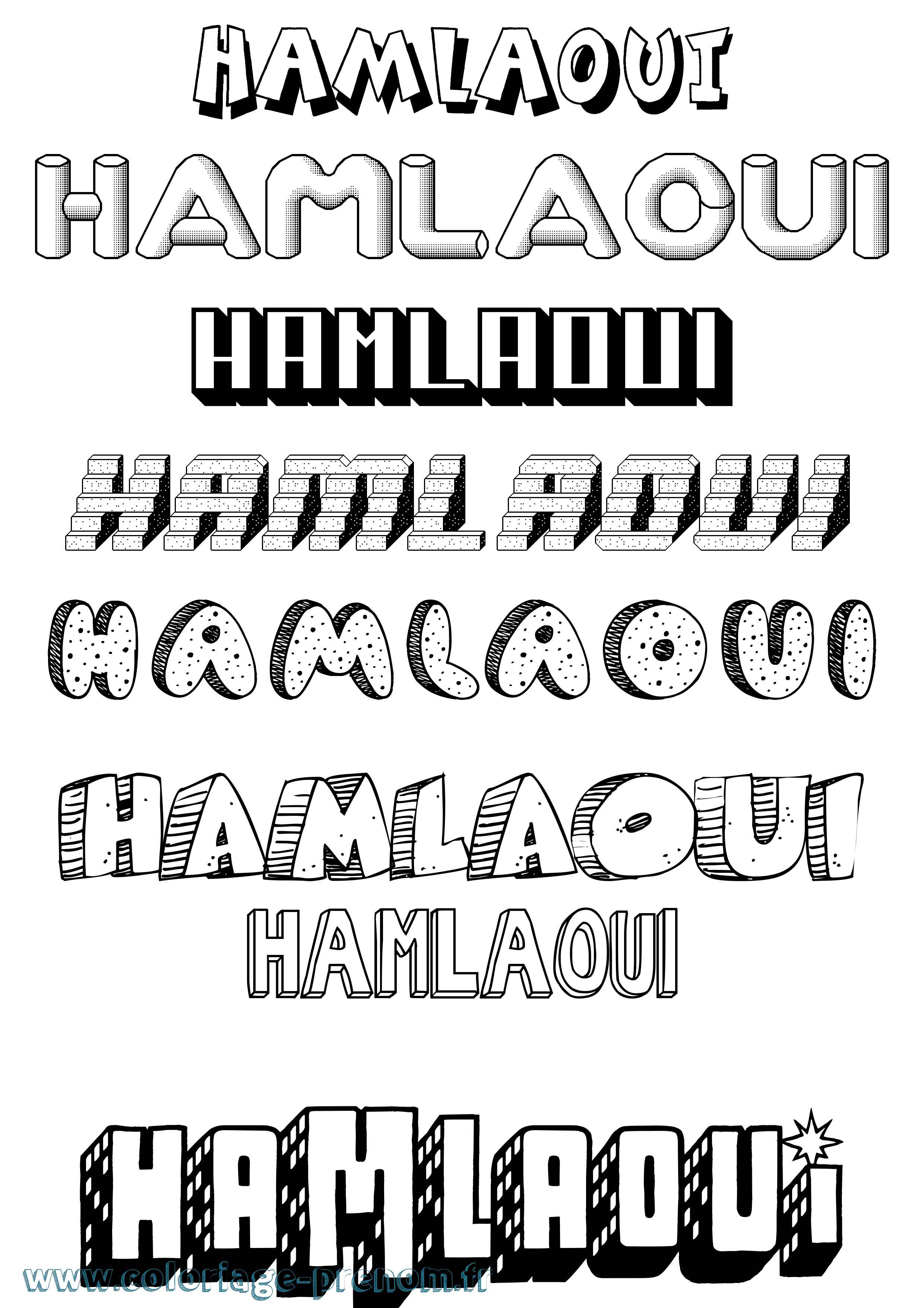 Coloriage prénom Hamlaoui Effet 3D