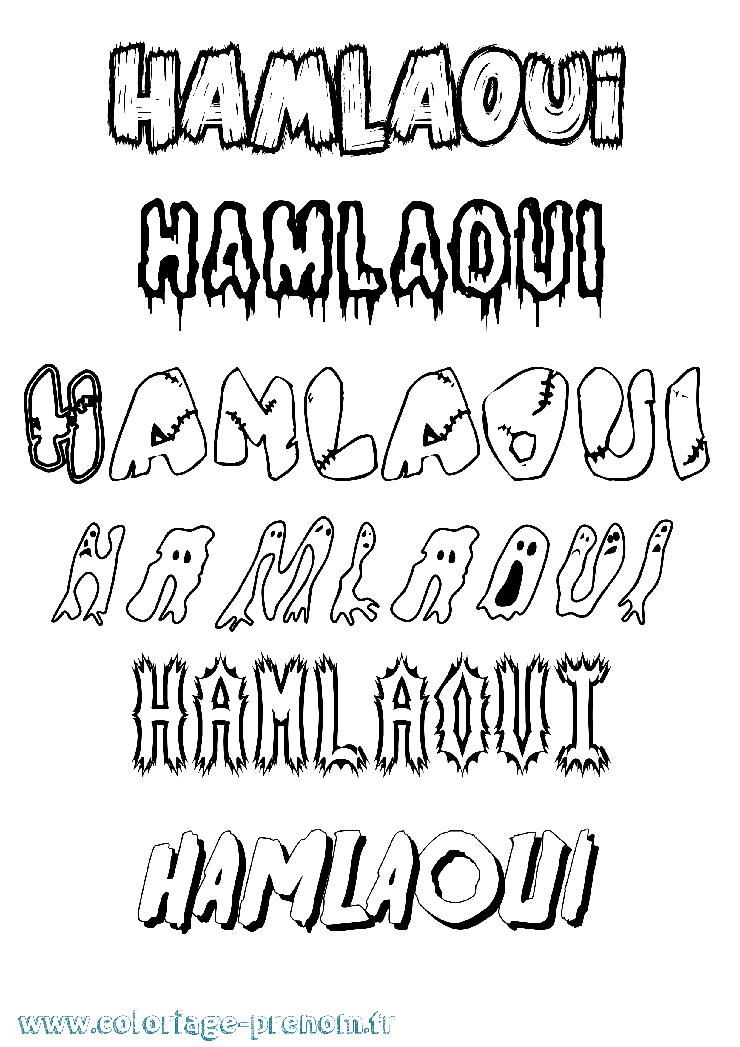Coloriage prénom Hamlaoui Frisson