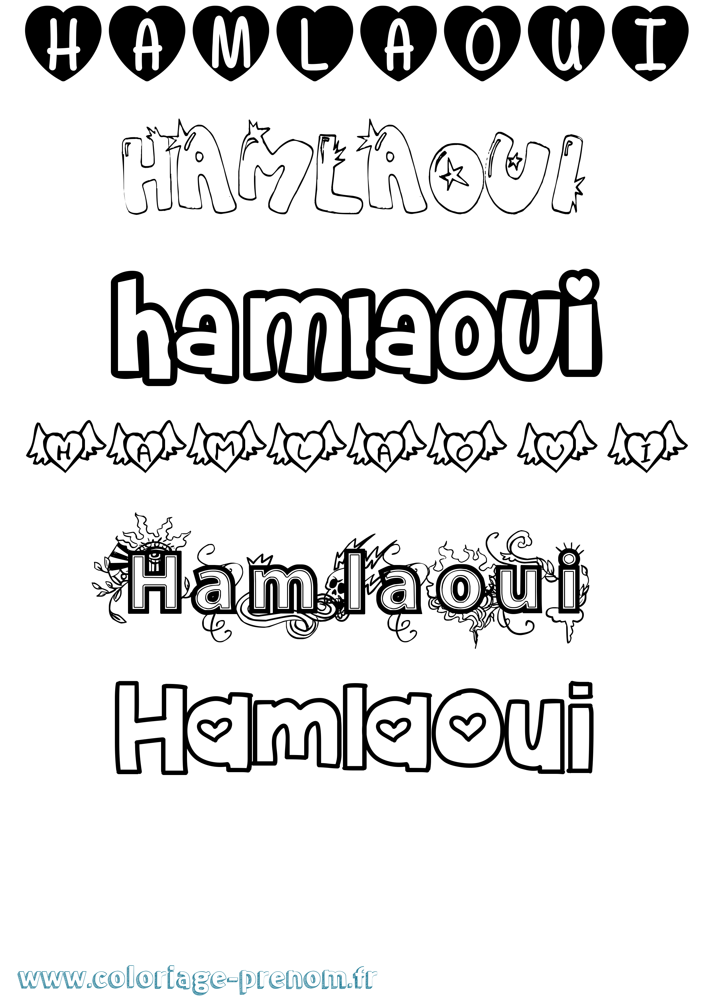 Coloriage prénom Hamlaoui Girly