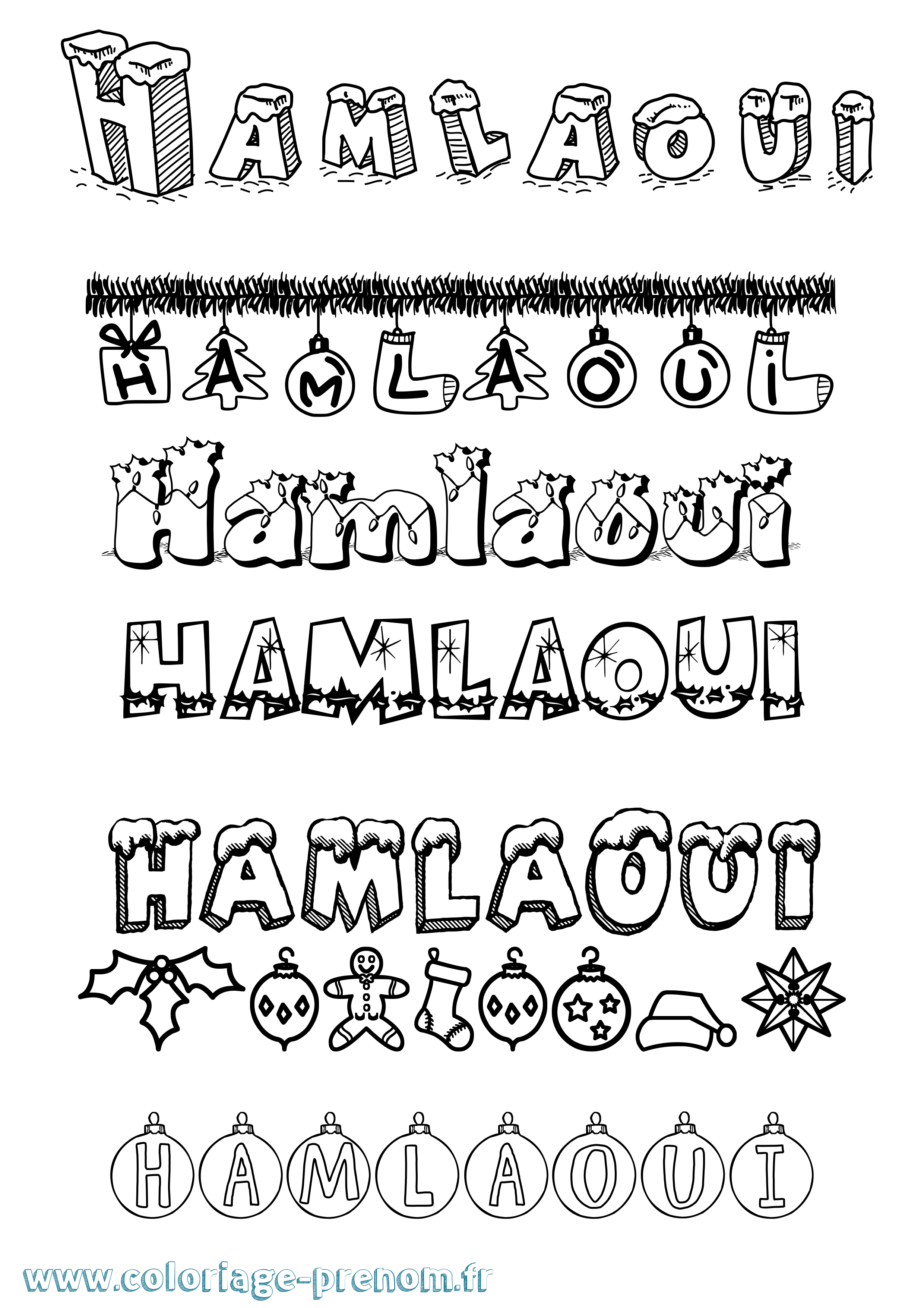 Coloriage prénom Hamlaoui Noël