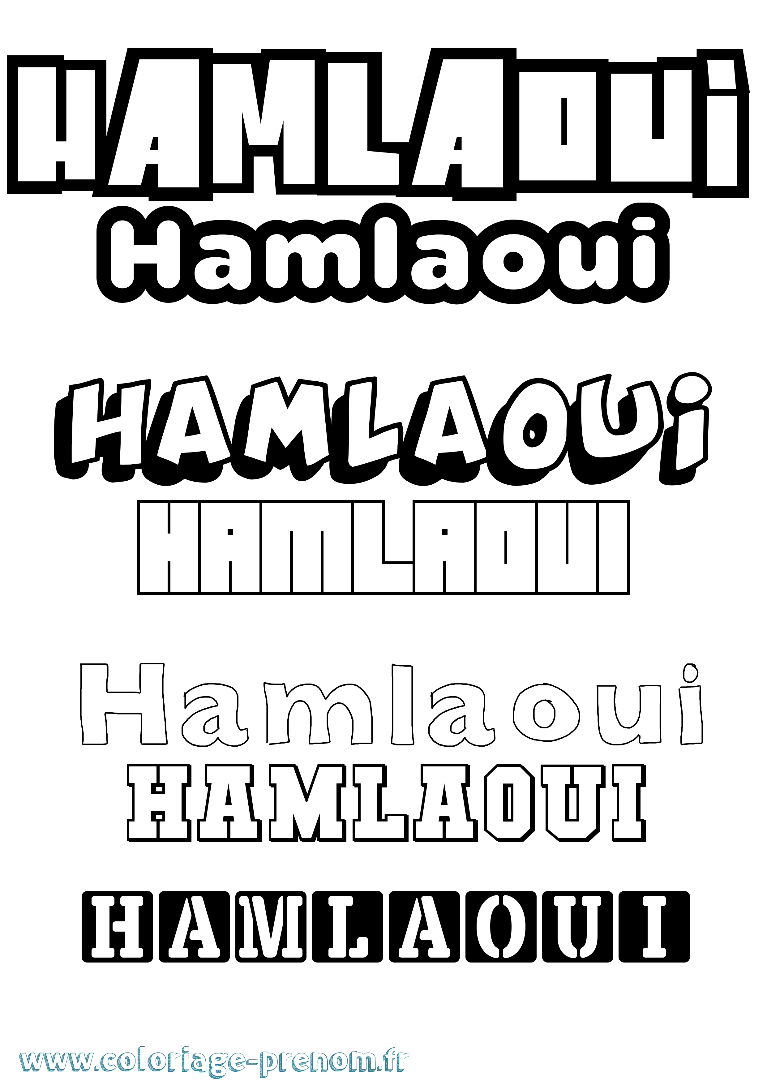 Coloriage prénom Hamlaoui Simple
