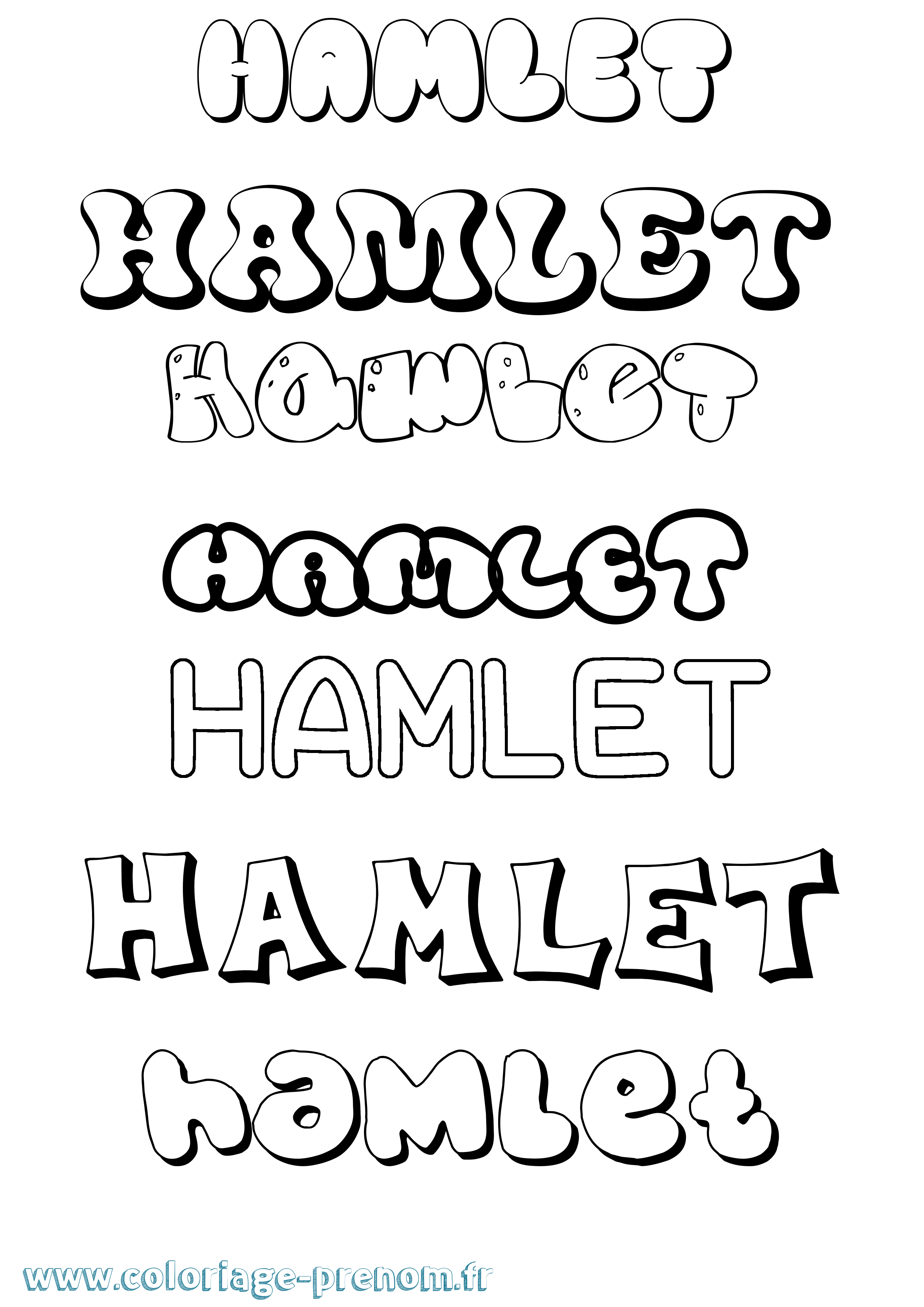 Coloriage prénom Hamlet Bubble