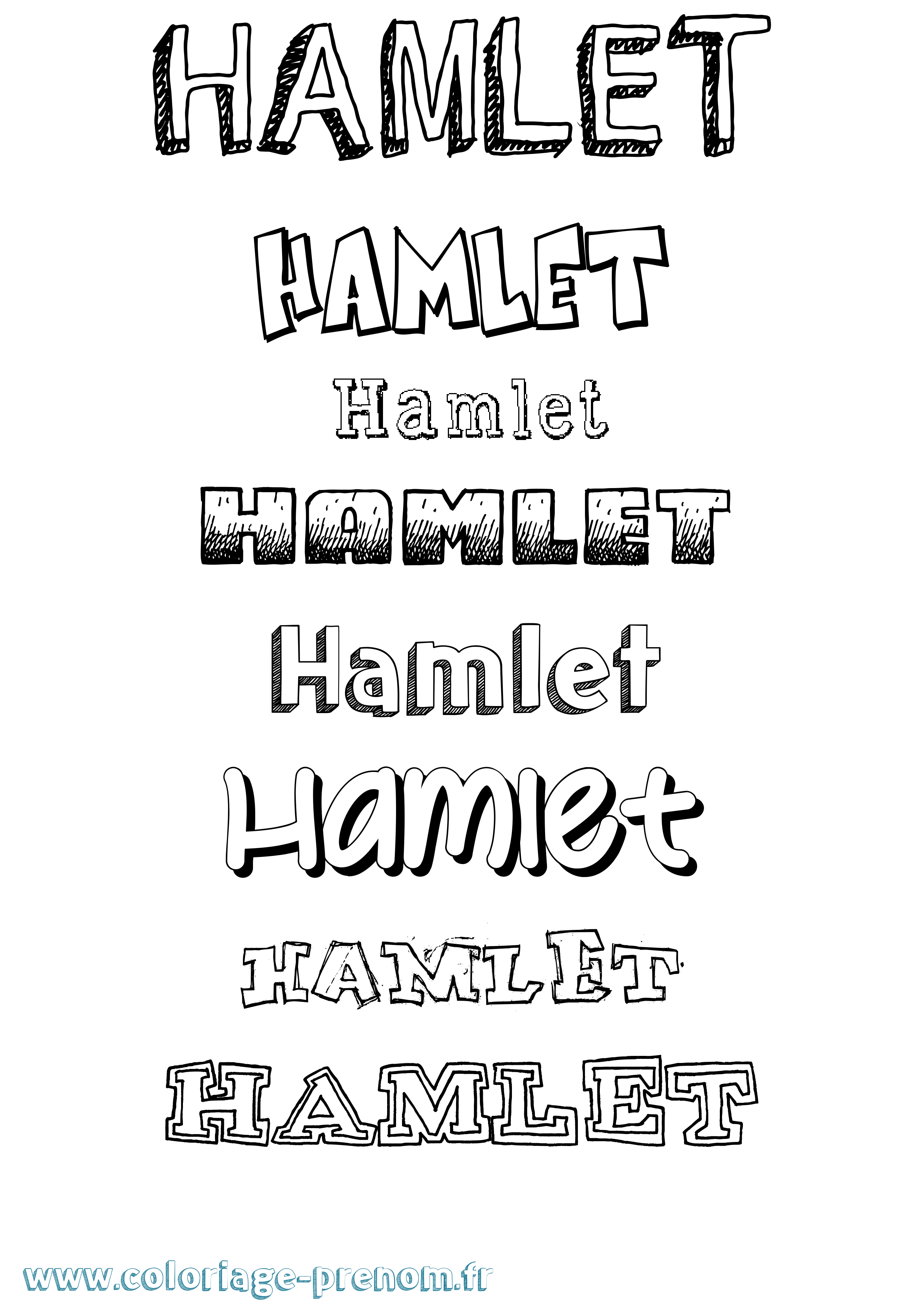Coloriage prénom Hamlet Dessiné