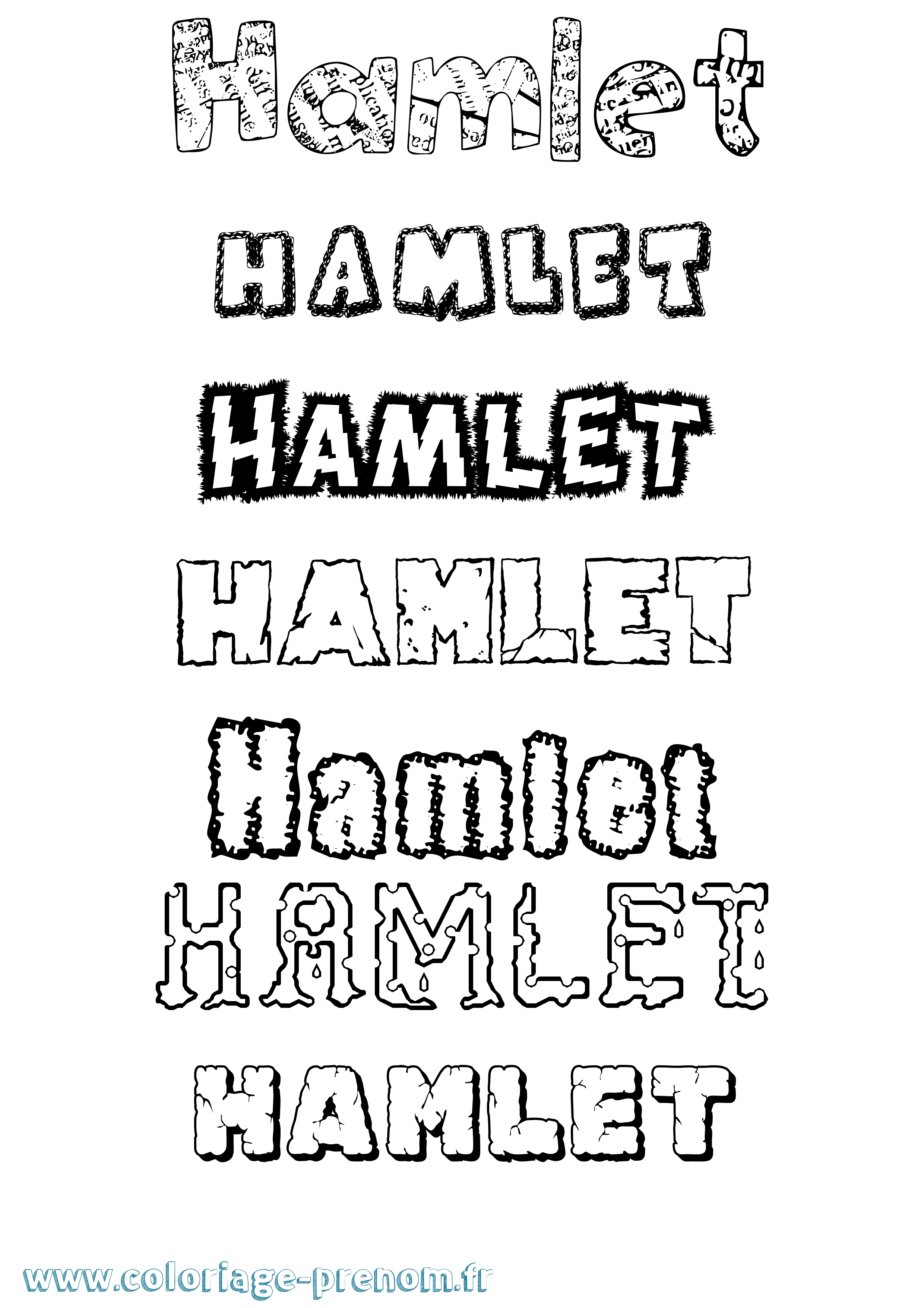 Coloriage prénom Hamlet Destructuré